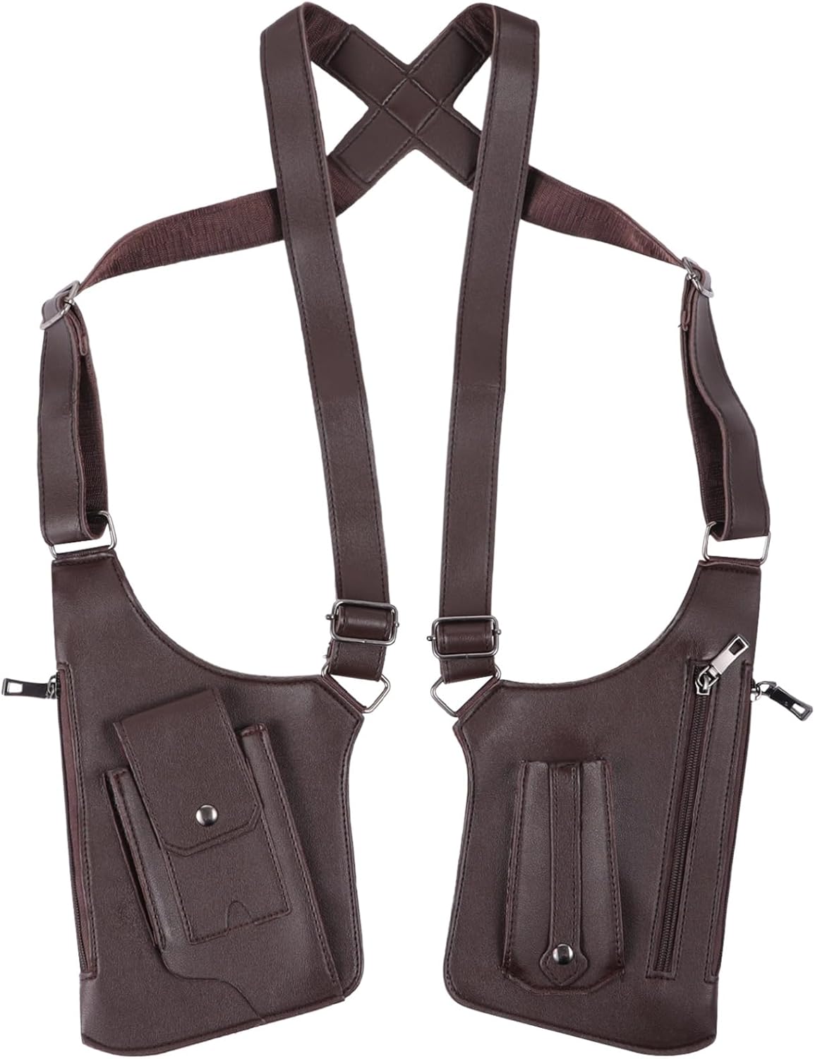 Brown Double Shoulder Armpit Bag, Adjustable Strap Shoulder Bag for Men, Anti-Theft Hidden Underarm Phone Holster, Polyester Phone Shoulder Pouch for Cycling, Hiking