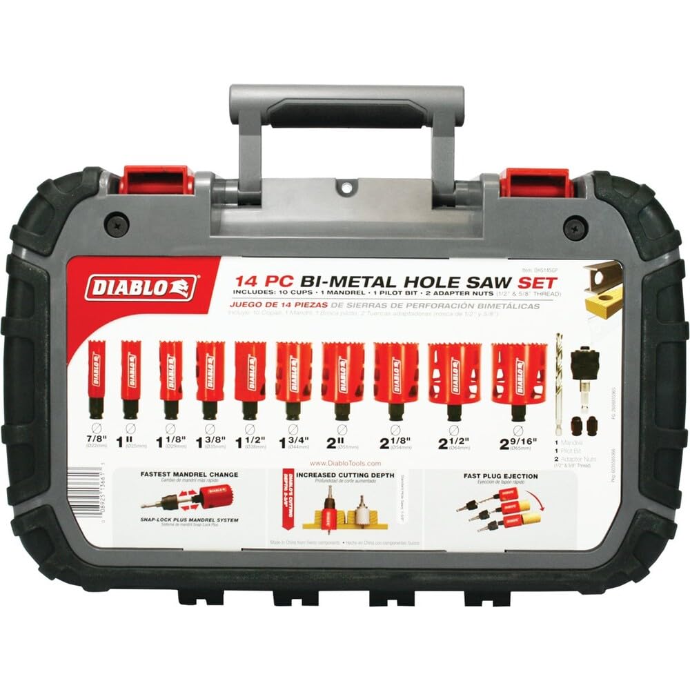 Diablo Bi-Metal Hole Saw Set - Deep Cuts & Fast Changes -3