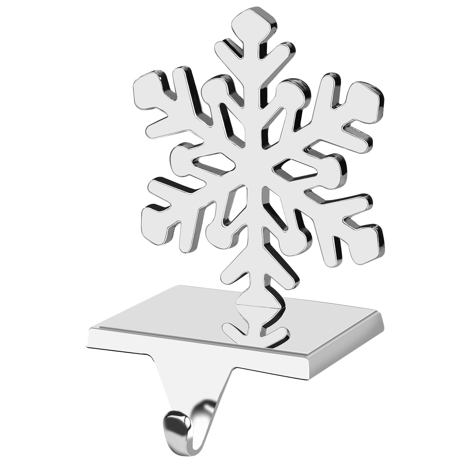 Porte-chaussettes de Noël flocon de neige en métal argenté taille S pour cheminée