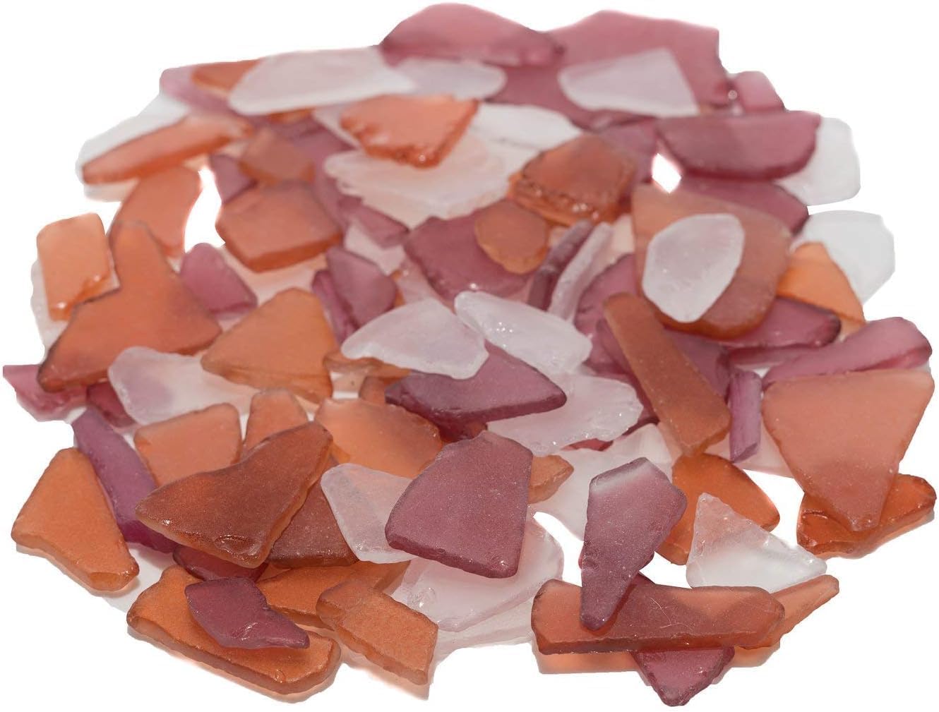 Amber Brown Red & Frosted White Sea Glass – 22oz Beach Glass for Crafts, Vase Fillers & Decor – Bulk Tumbled SeaGlass Pieces for DIY Projects – Recycled Seaglass for Home, Weddings & Art