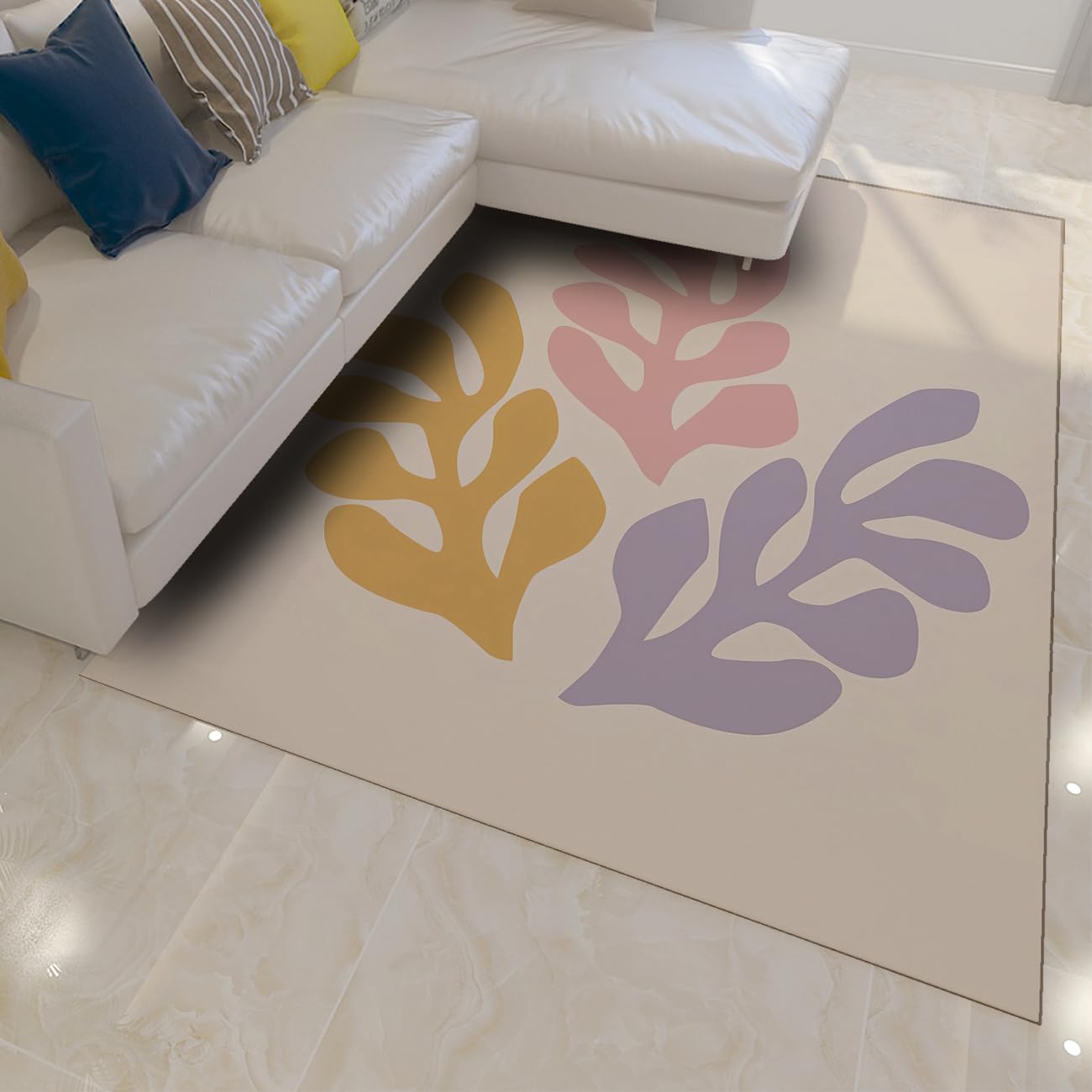 Tapis 120x150 lavable poils bas carpette moderne salon chambre douce