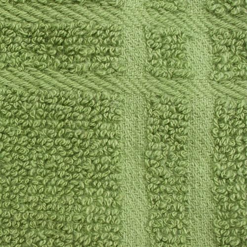 Image of Ritz Premium 100% Cotton Solid and Multi Check Kitchen Tie Towel, Absorbent, Super Soft, and Fast Drying Hang Towel, Set of Two, Cactus Green