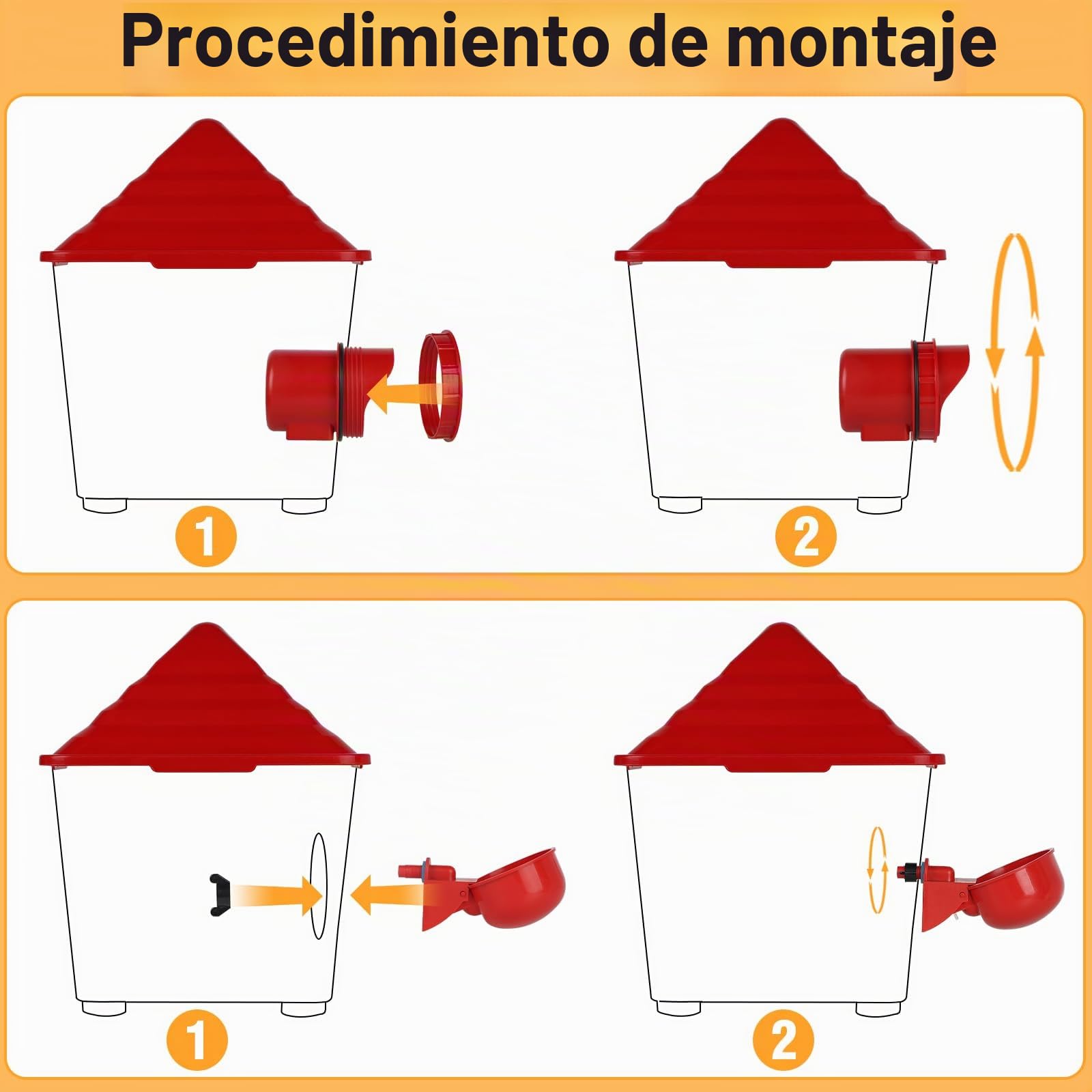 EFUTURETIME Bebedero Gallinas Automatico con Capacidad de 7L, Comedero Gallinas Antipajaros con Capacidad de 8KG, Bebedero para Gallinas con Cadenas de Acero para Aves de Corral