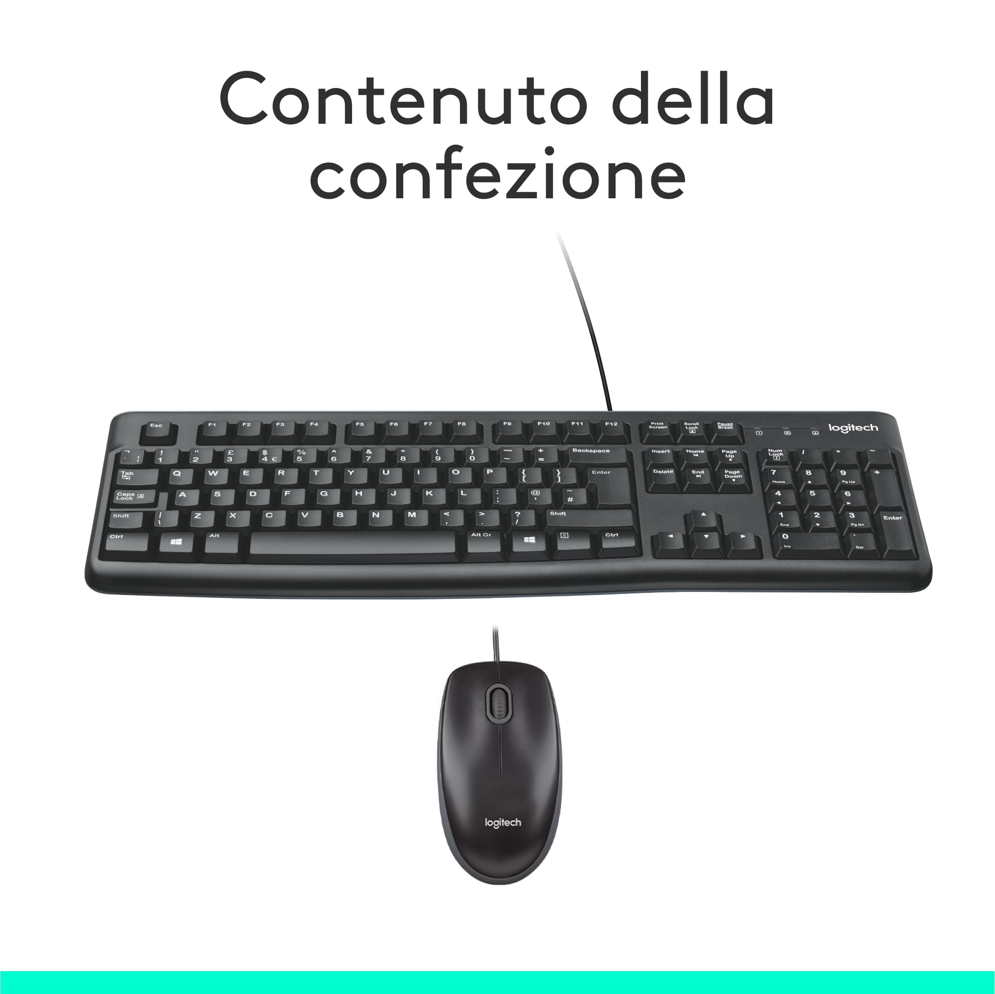 Logitech MK120 Combo Tastiera e Mouse con Filo per Windows, Nero