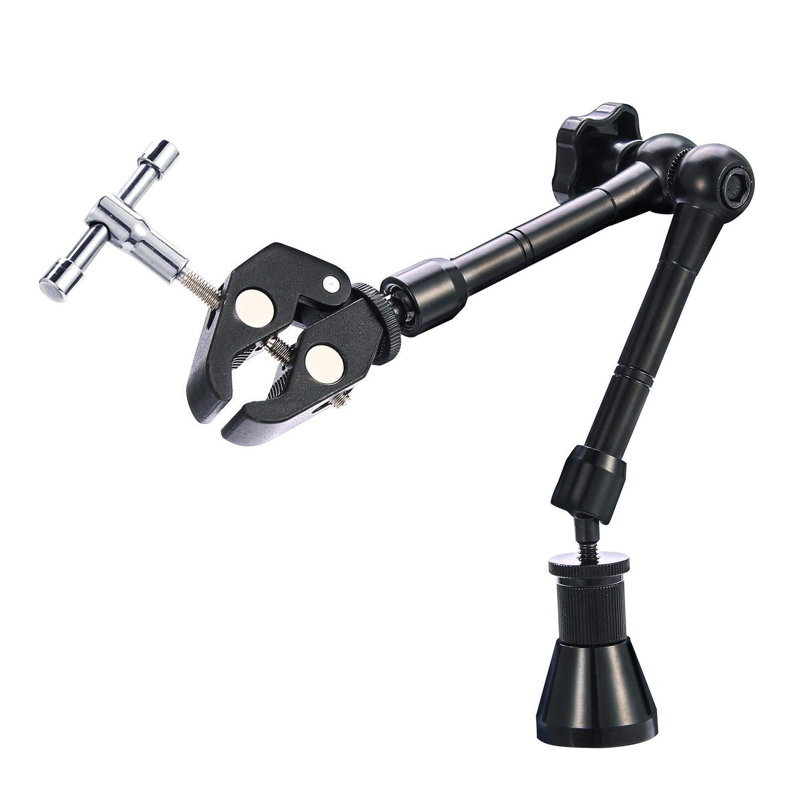 Magnetic Helping Hands with 10X Magnifying Lamp,Larger Sturdy Base,360 Hot Air Gun Holder,4 Flexible Magnetic Arms 4 PCB Holder for Repair Solder Station. (Black,Single Magic Hand)