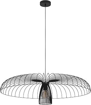 EGLO Champerico 1-Light Chandelier - Black Finish - Black Shade - 38" Dia