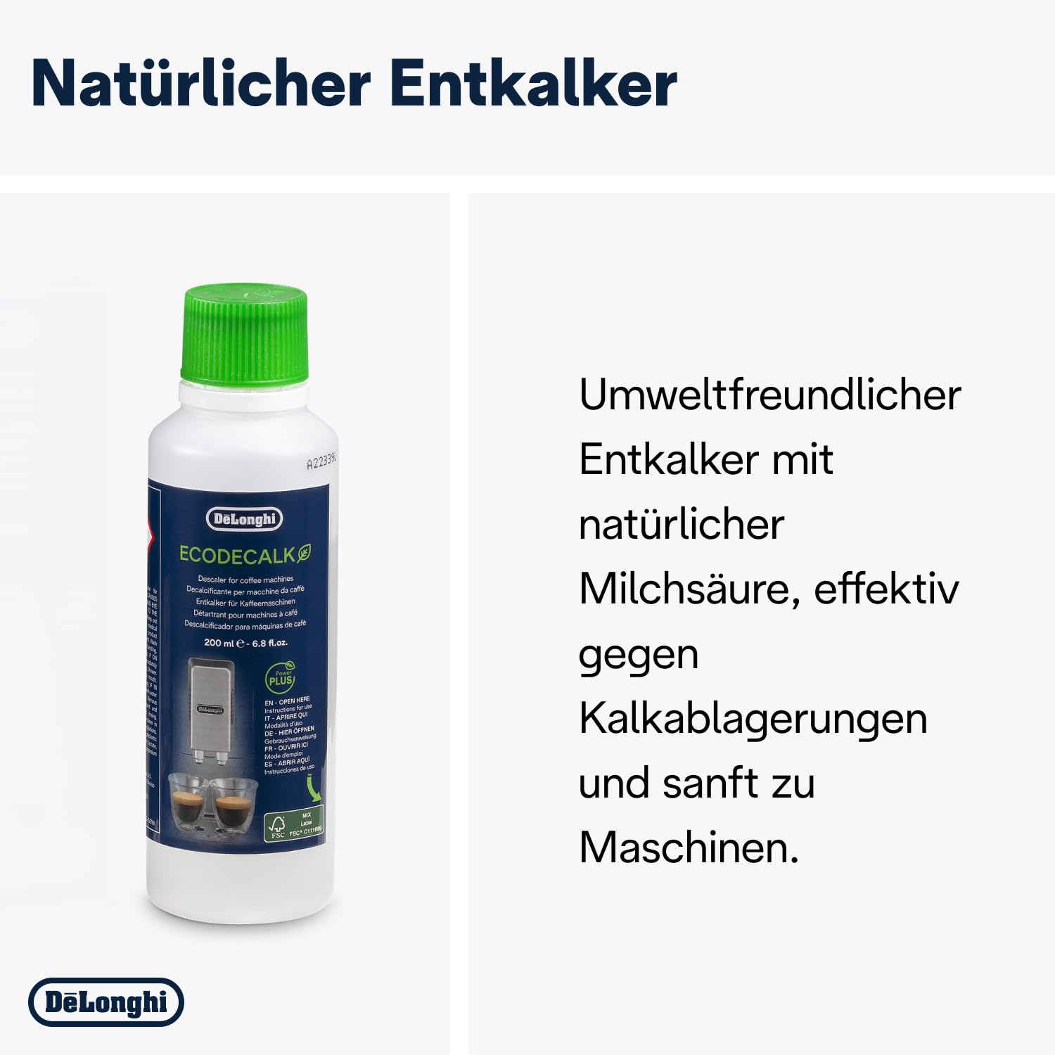De'Longhi Original CoffeeCareKit DLSC306 -Pflegeset für Kaffeemaschinen & Kaffeevollautomaten,enthält 1 x 200 ml EcoDecalk,1x 250 ml EcoMultiClean,1x Wasserfilter,1x Mikrofasertuch,1 x Wasserhärtetest