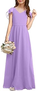 Kids Junior Bridesmaid Dresses Chiffon Flower Girl Dress for Teen Girl Long Party Pageant Gowns - Buy now