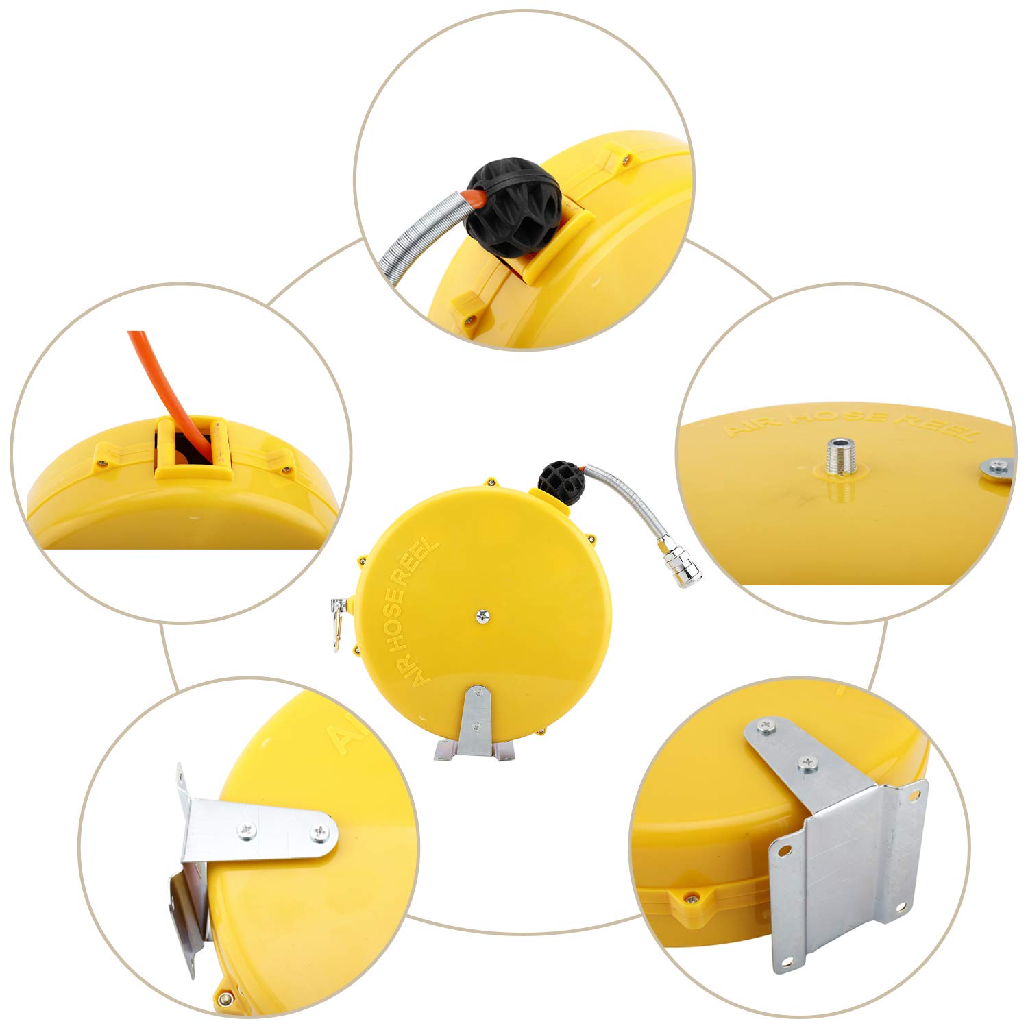 Buy Yaegarden Mini Air Hose Reel With 1/4in. x 26ft Retractable Rubber