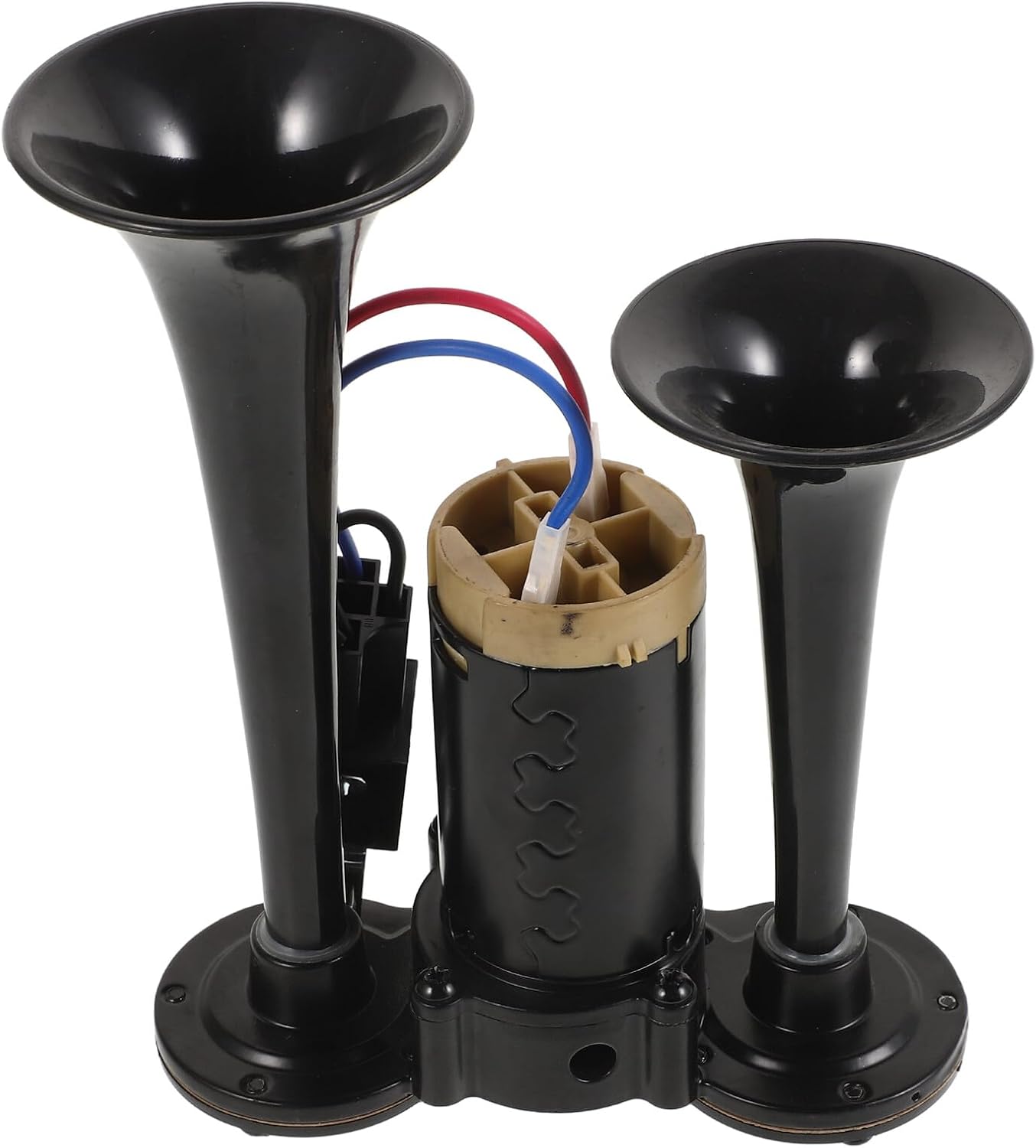 Electric Air Horn Kit 135db Dual Trumpet Black 24v Super Loud Train Horn for Cars Trucks Boats Universal Vehicle Exterior Accessory