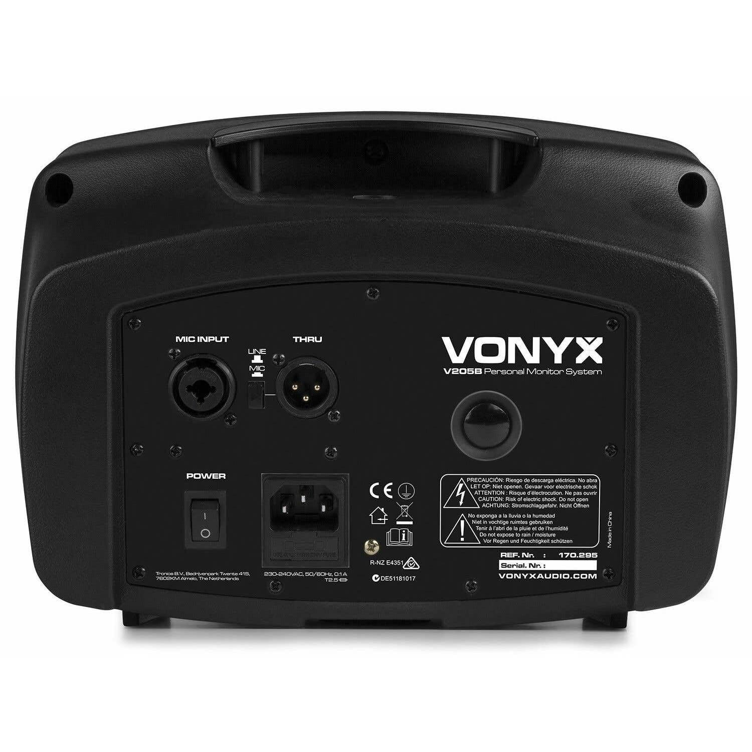 Vonyx V205B Monitorlautsprecher, aktiver Personal Monitor mit Bluetooth, USB, 80 Watt, Kleiner Abhörmonitor, Gitarrenverstärker, mini Monitor, Bühnenmonitor, für Gesang und Musik