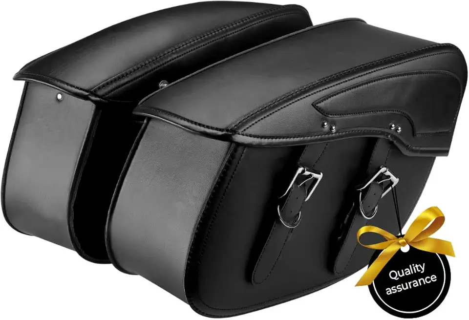 KEMIMOTO Synthetic Leather Motorcycle Saddlebag for Street Glide Electra Glide Touring Model, Universal 34L, Black