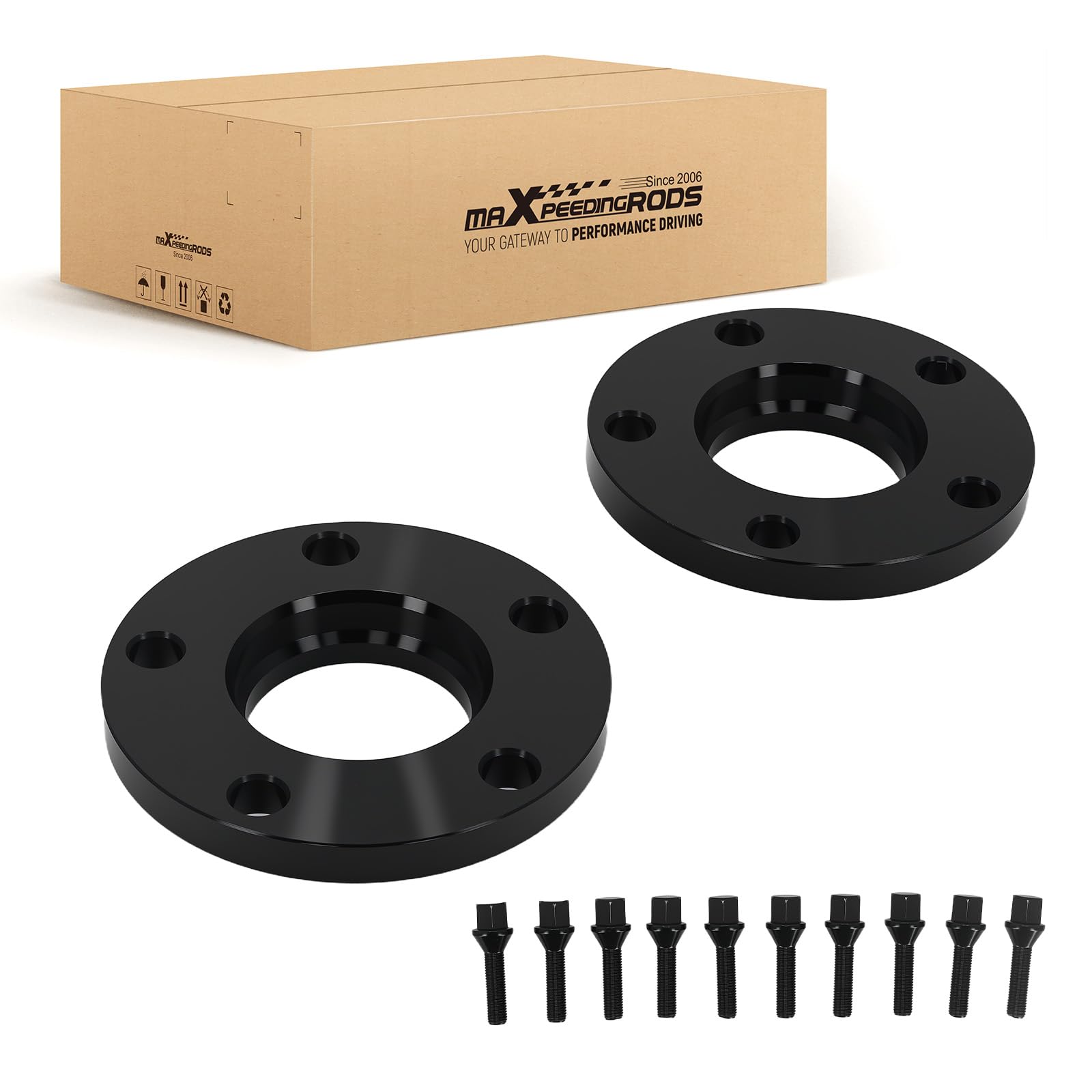 maXpeedingrods Lot de 2 élargisseurs de voie de 15 mm avec vis de roue M12 x 1,5 pour BMW Série 1, Série 3 (E36/E46/E90), Série 5, 6, 7, X1, Z3/Z4, Z8 et modèles M