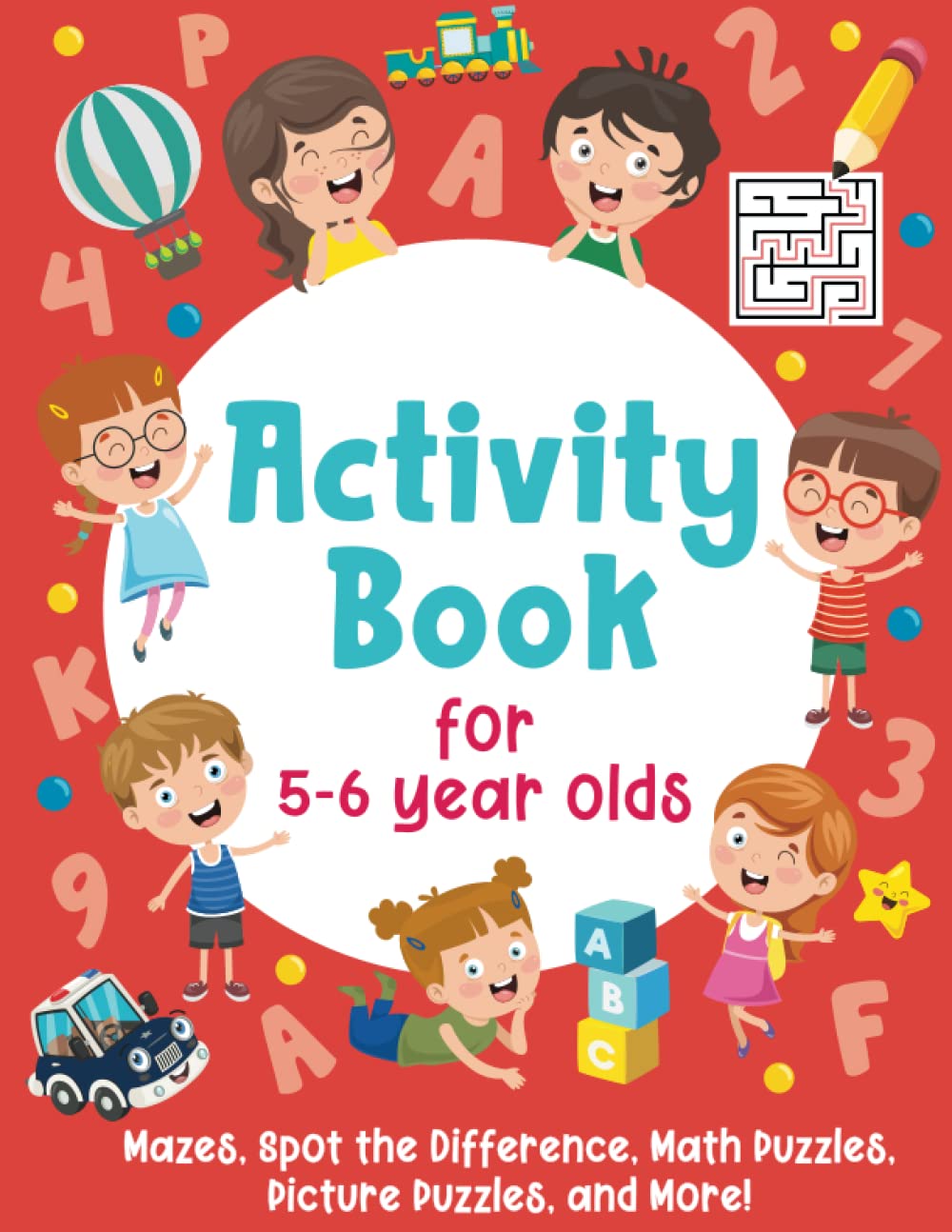 Buy Activity Book For 56 Year Olds Mazes, Spot the Difference, Math