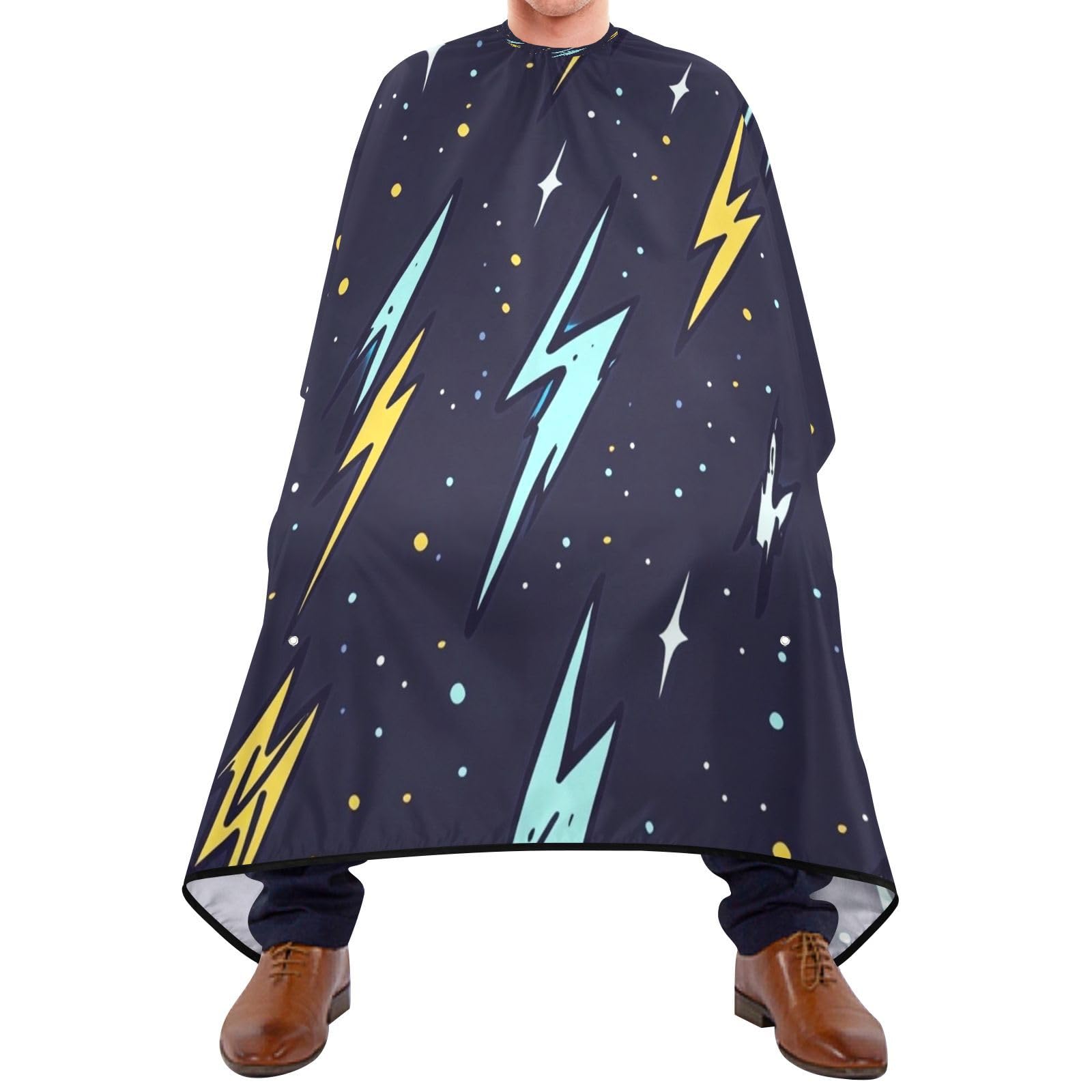 Kigai Cartoon Lightning Hair Cutting Cape for Men & Women Waterproof Barber Cape Professional Hairdressing Salon Styling Apron with Adjustable Closure Snap
