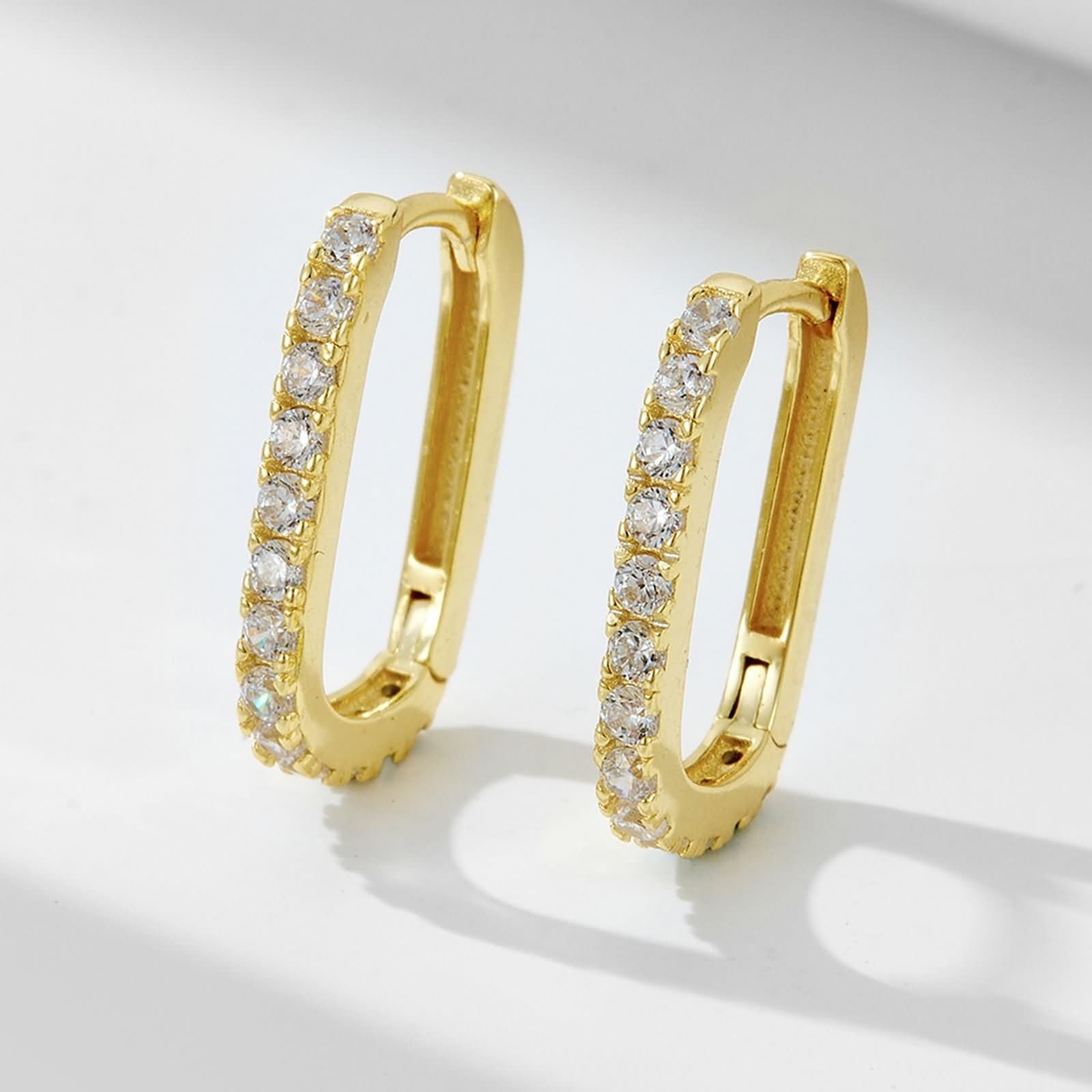 Orecchini Donna a Cerchio 14K 585 Oro Giallo, Orecchino Cerchio Donna Ipoallergenico Design Ovali con Moissanite Rotondi Orecchini Huggie Sposa Matrimonio Leggeri