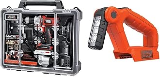 BLACK+DECKER Cordless Drill Combo Kit with Case, 6-Tool with LED Work Light (BDCDMT1206KITC & BDCF20)