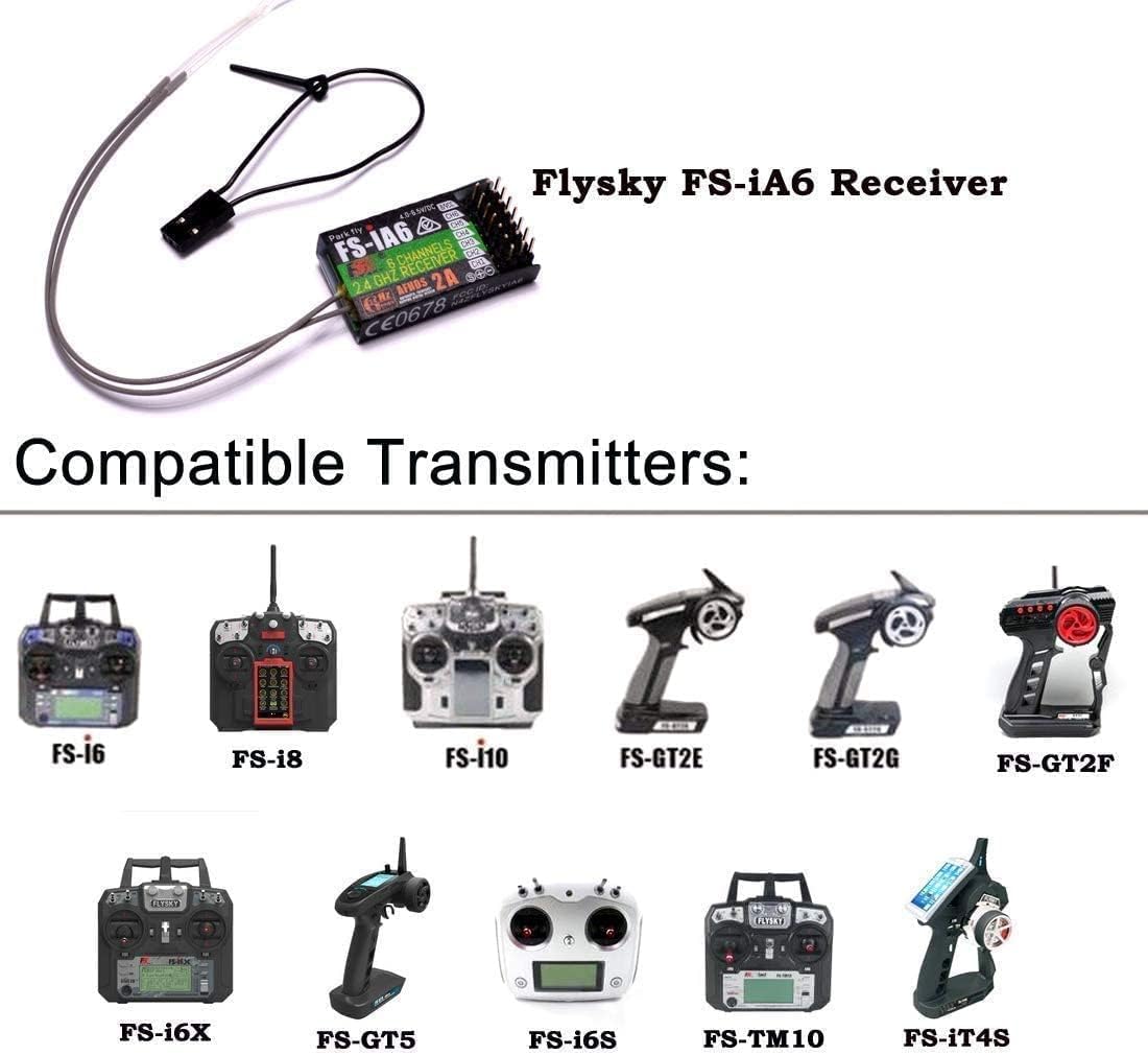 2,4 GHz Funksender Empfänger Fernbedienung ab 3 Jahren, Flysky FS I6 AFHDS 2A 6 K Sender + FS IA6 Empfänger Funksystem für RC Rennwagen Boot Hubschrauber Spielzeug