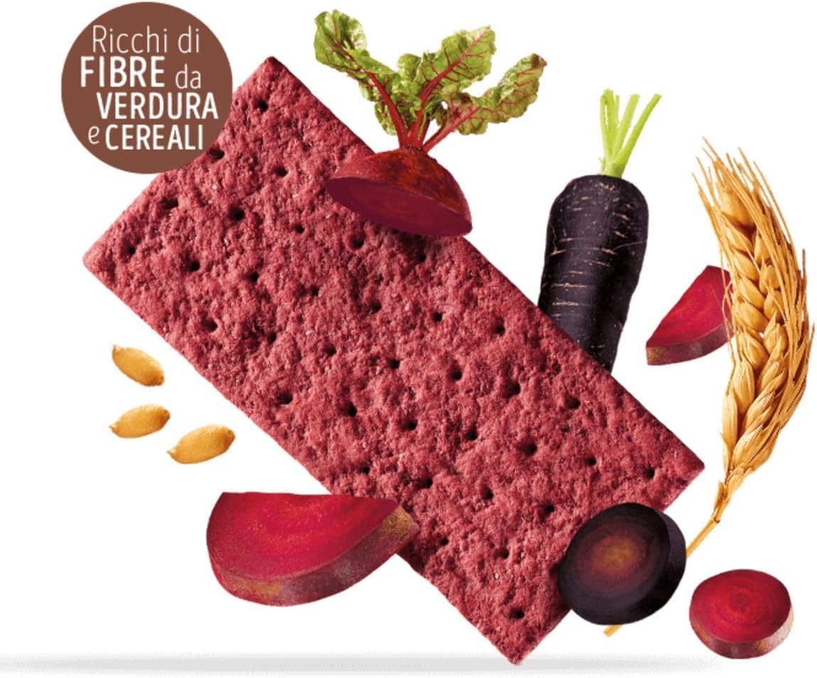 Misura Crackers Integrali con Barbabietola e Carota Nera Fibrextra | 15% di Fibre e 100% Farina Integrale | Confezione da 385 grammi - Immagine 2