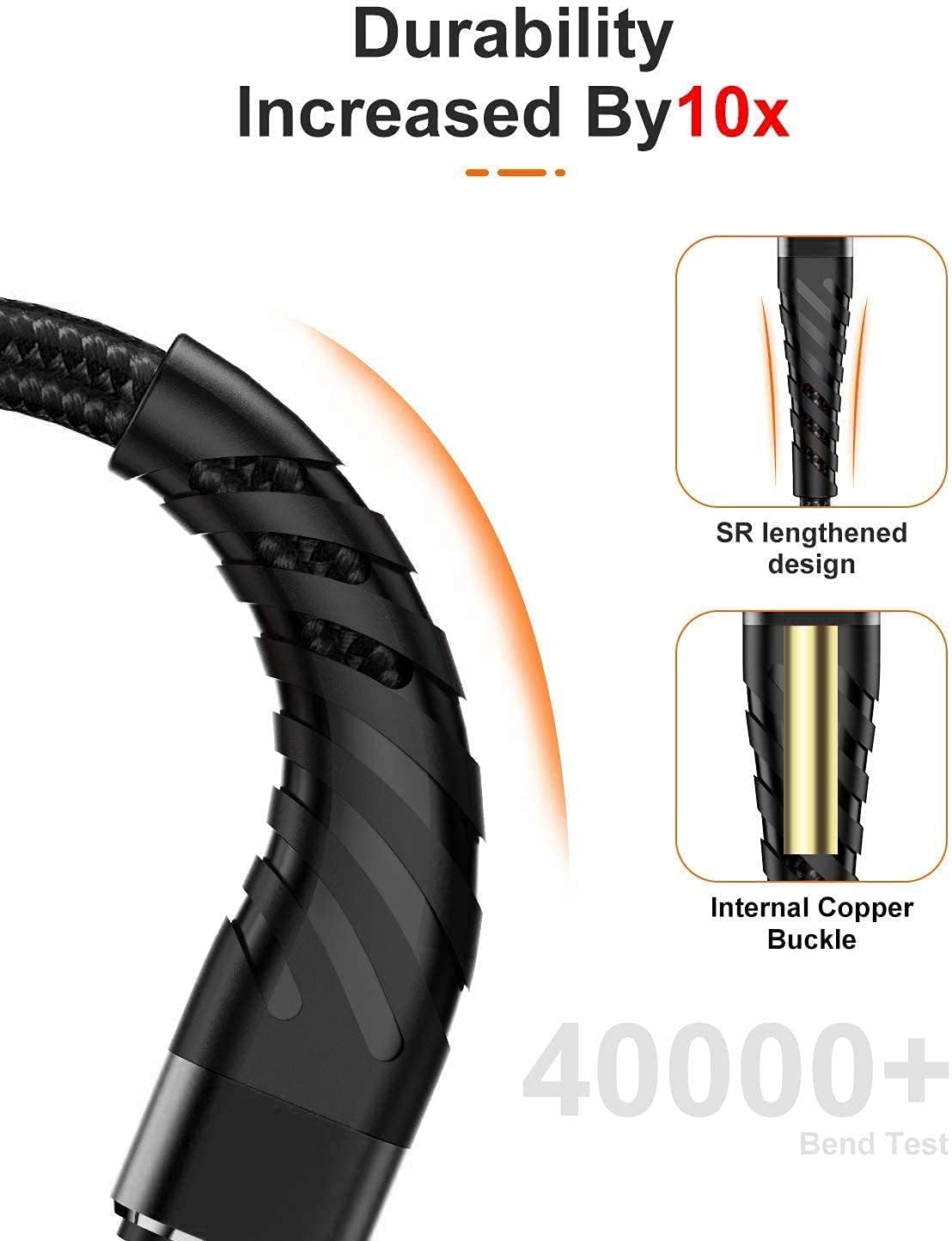 CyvenSmart iPhone Charger Cable 10ft for【Apple MFi Certified】,(2 Pack) 10 Foot Lightning Cable Fast Charging Cord 10 Feet for iPhone 11/11 Pro /11 Pro Max/XS/XS Max/XR/X/8/8 Plus/7/7 Plus/6(Black)