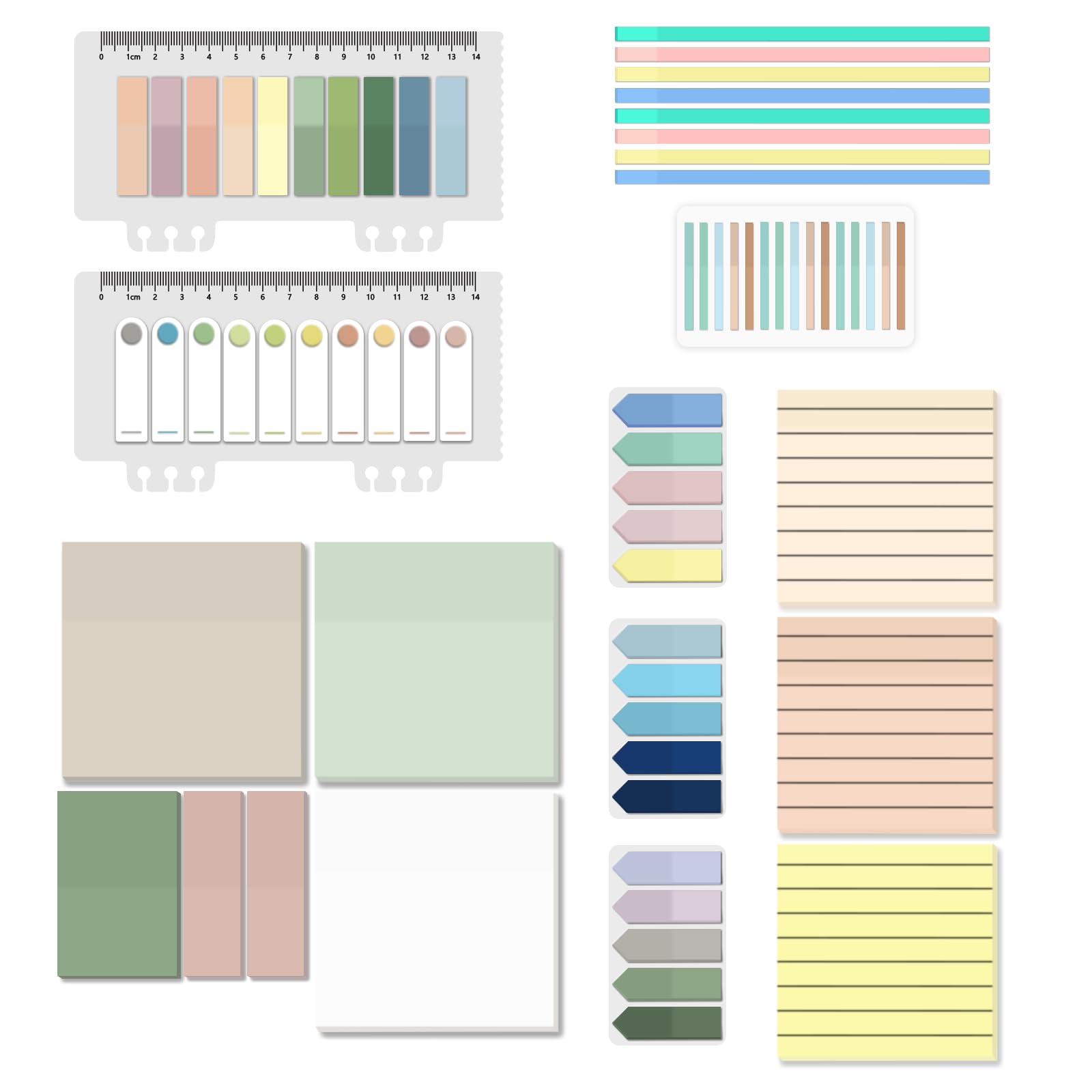 BAYTORY 1610 Blatt Transparente Haftnotizen mit Textmarker-Klebeband, transparent, wasserdicht, 7,6 x 7,6 cm, durchsichtig, Memoblock, selbstklebend, durchscheinend, beschreibbare Index-Tabs zum