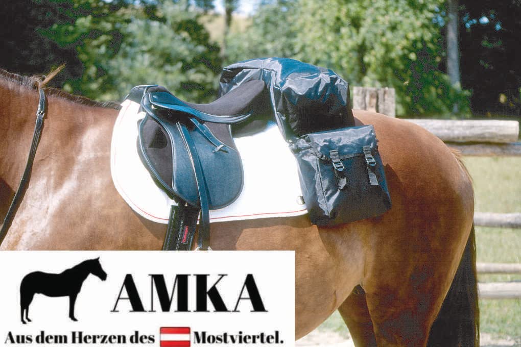Reitsport Amesbichler AMKA - Alforja delantera para caballos, color negro