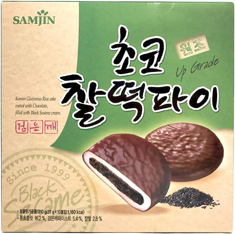 Samjin Choco Mochi Cake - Black Sesame 10 Pieces 310g