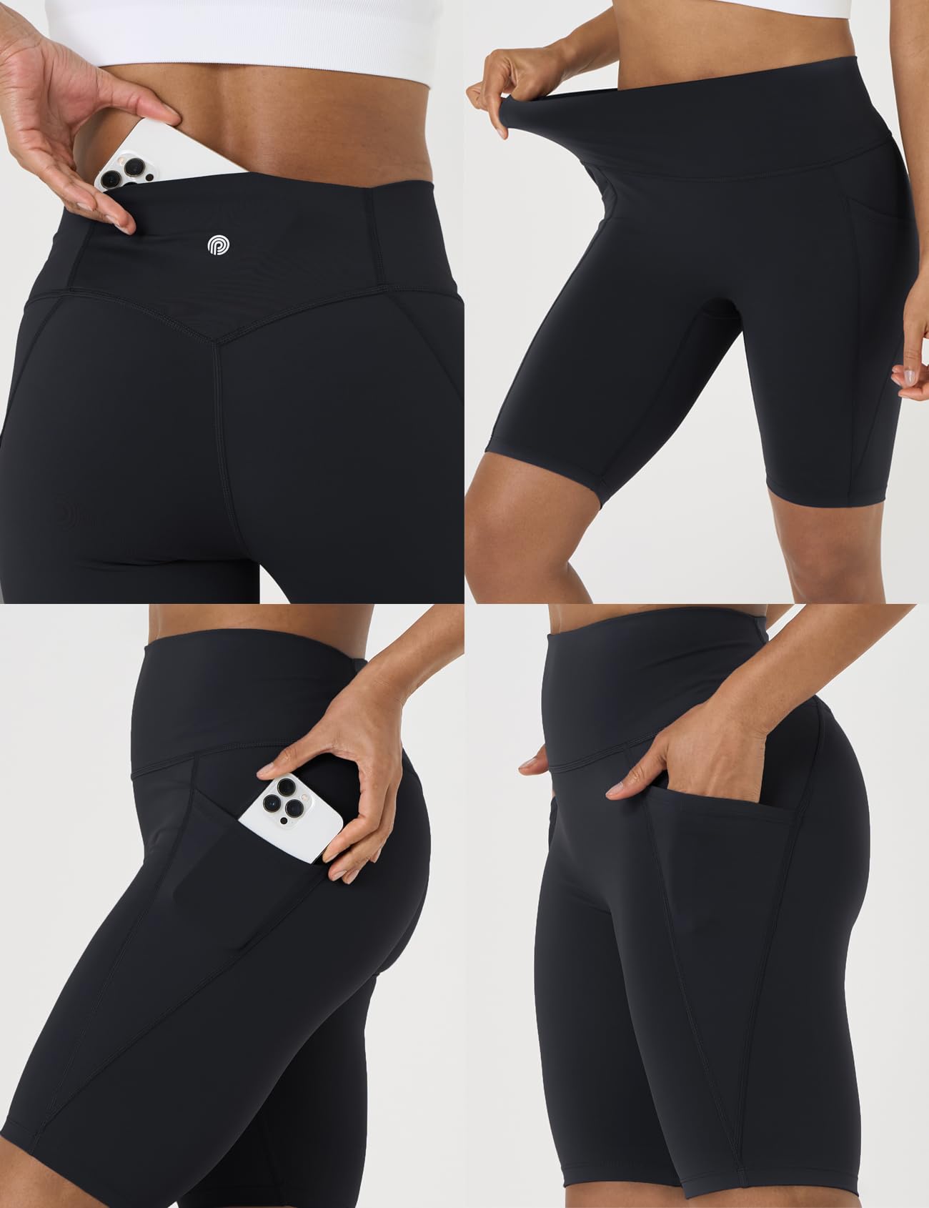 LAPASA Pantaloncini Sportivi Yoga a Vita Alta Donna con/Senza Tasche Laterali L52A1/B1 - Abbigliamento Sportivo Shorts Contenitivi Corsa Fitness Leggings Allenamento Bici Spinning Zumba