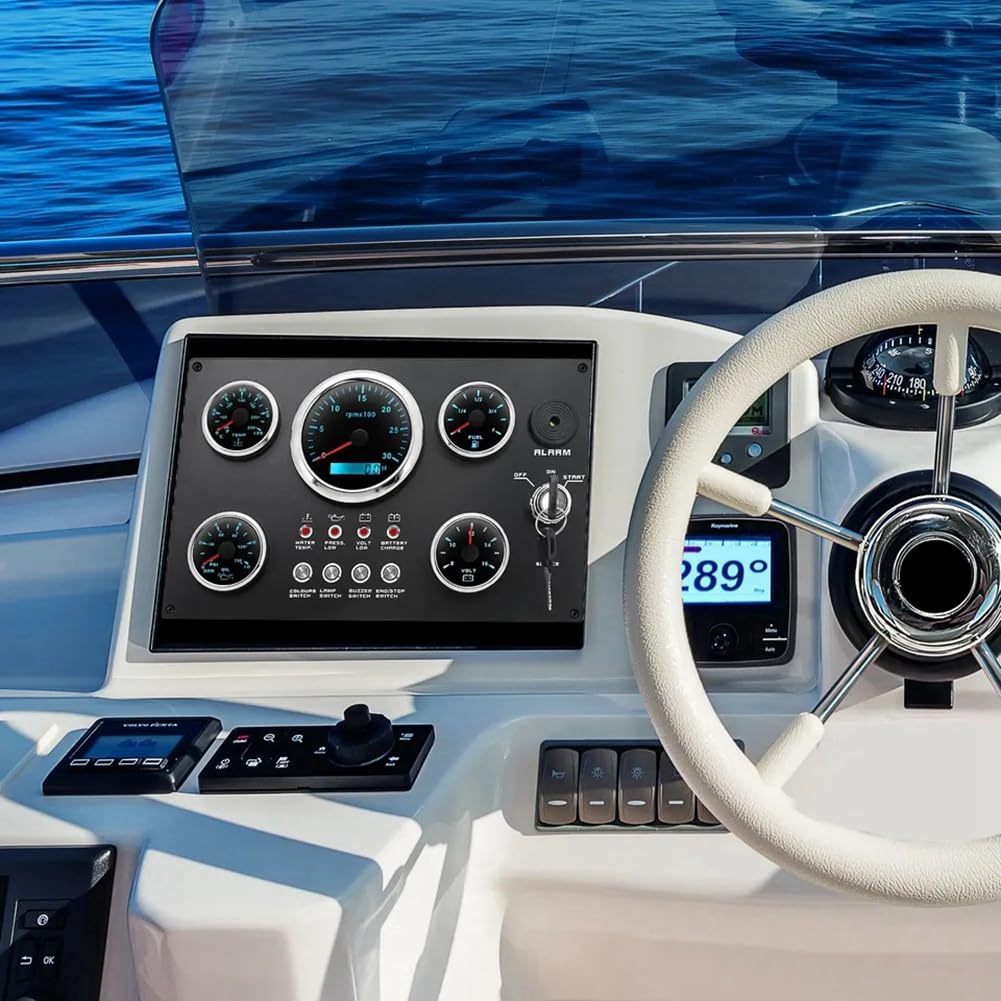 Ensemble de Jauges à LED avec Panneau de Commutation D'Instruments, Température de l'eau, Pression de Carburant, D', Voltmètre, Tachymètre pour Bateau, Voiture