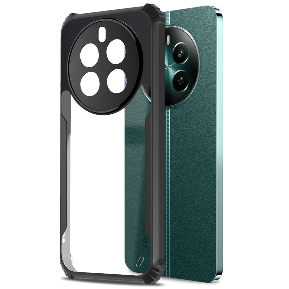 MuzzRealme Transparent Soft TPU Side/Corner Bumper Back Case Cover for Realme 12+ 5G/Realme 12 Plus 5G (Black)