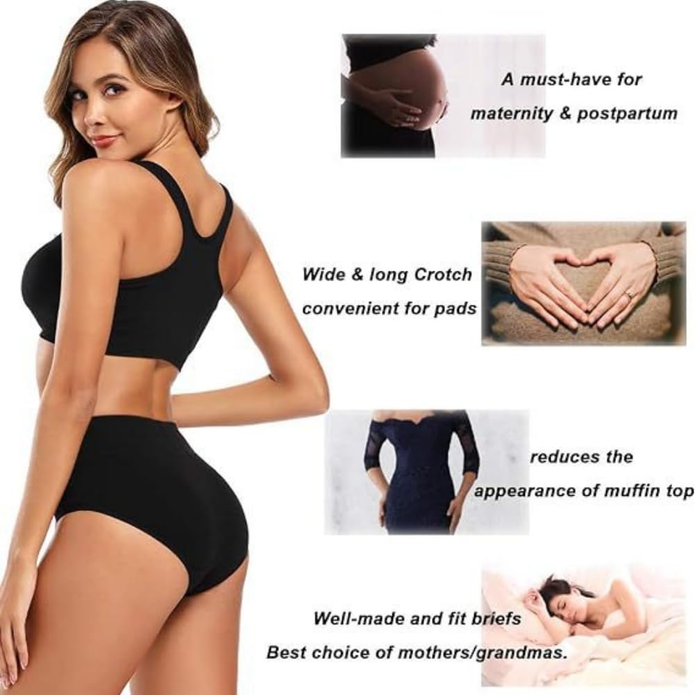 Generisch Biancheria intima da donna in cotone sciancrato, completamente coprente, morbida, da donna, confezione da 5