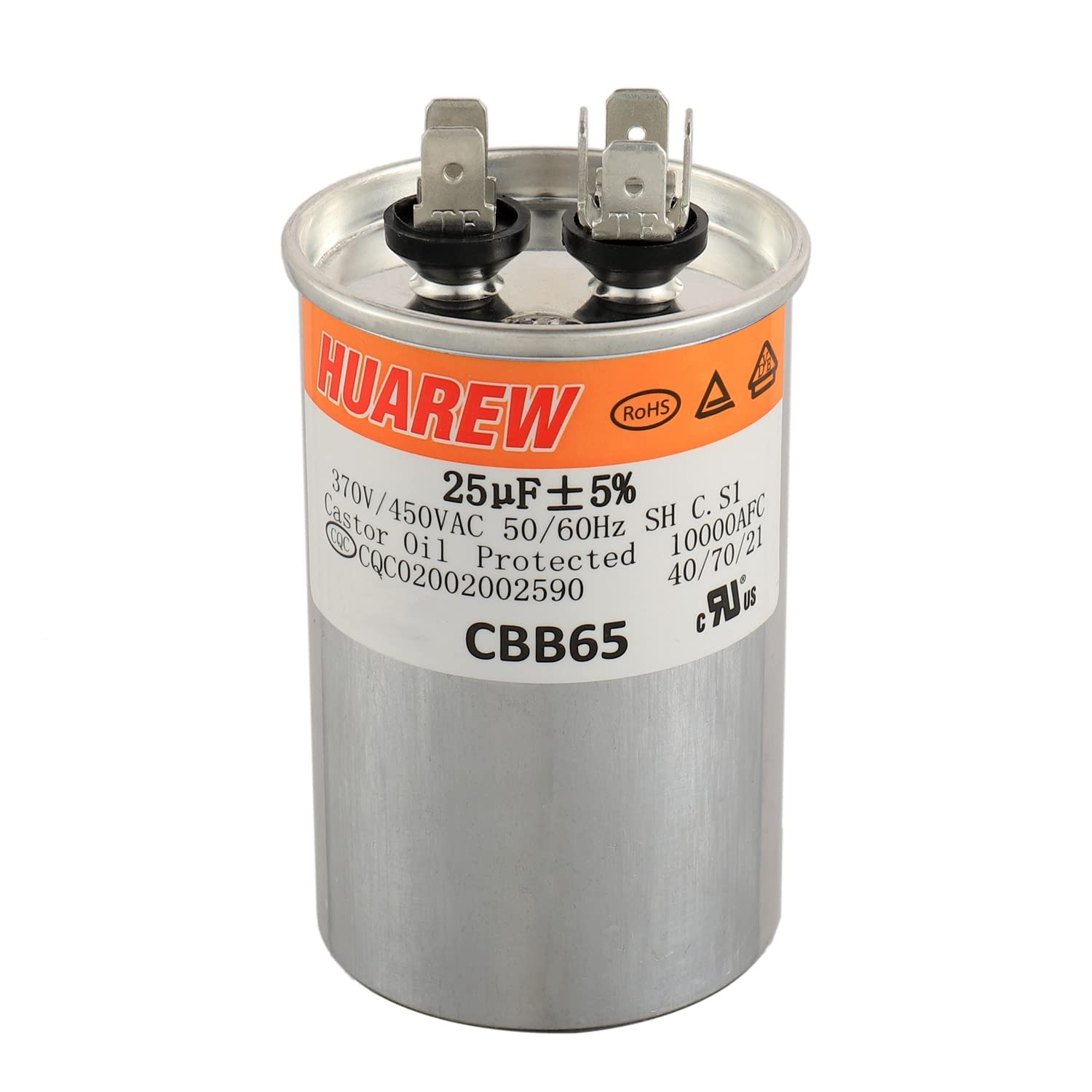 HUAREW 25 uF MFD ±5% 450 VAC CBB65 AC Motor and Fan Starting Round Capacitor