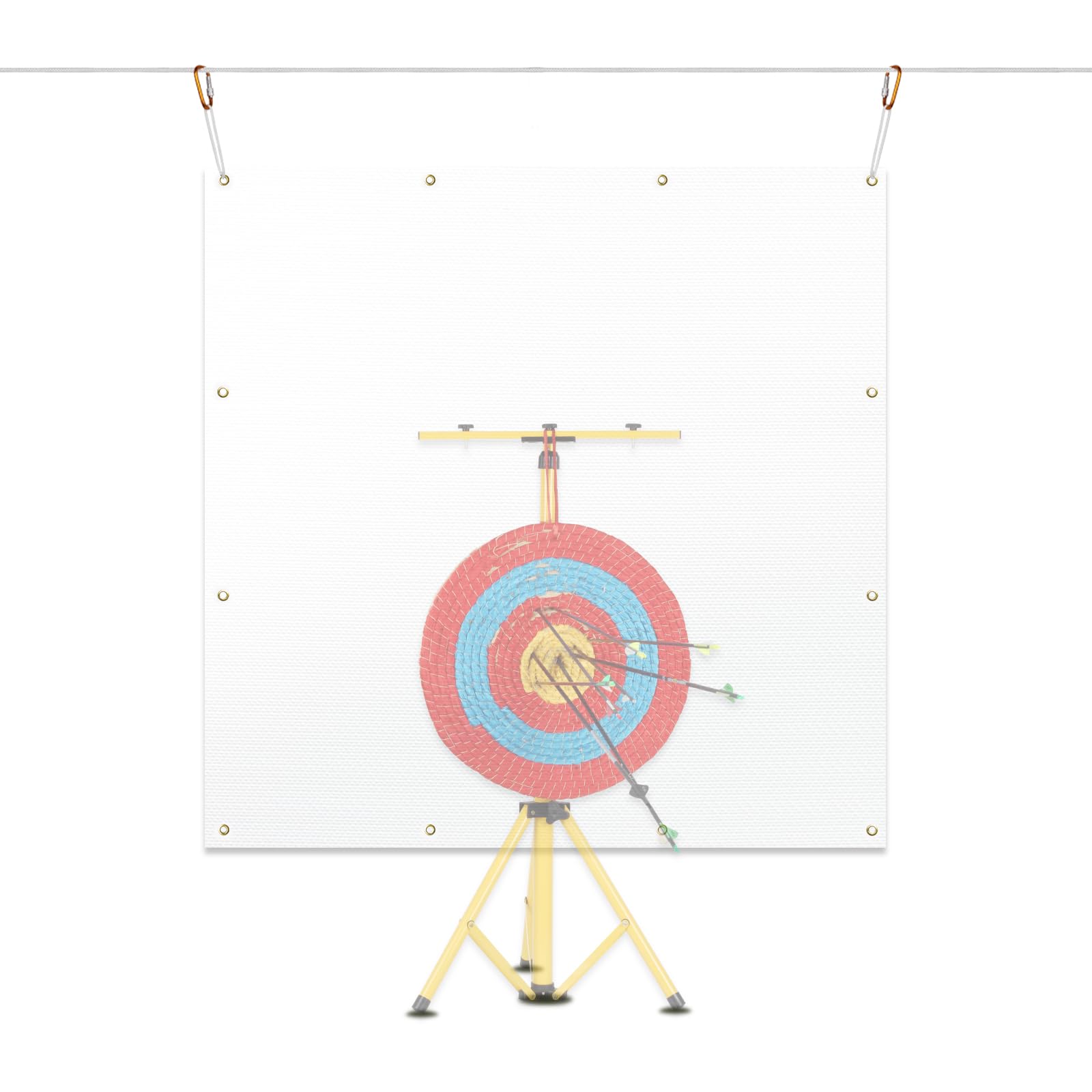 SPG 2mm Archery Backstop, Archery Backstop Netting for Backyard Withstand 50lbs Compact Arrow Backstop for Compound Recurve and Crossbow Shooting Practice(5 x 5 Ft, Include Rope and Hooks)