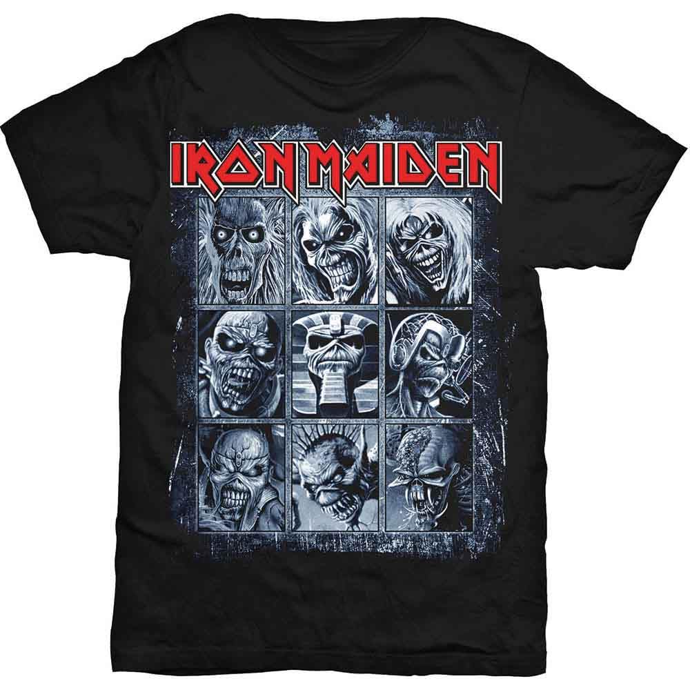Rock Off Officially Licensed Products Men's Black (Black Black) Iron Maiden Nine Eddies T-Shirt, Black, XX-Large