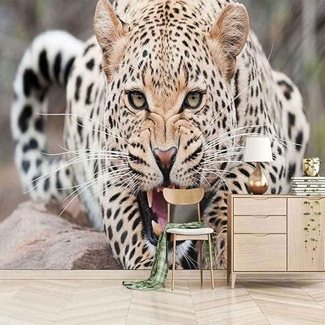 Amazon 壁画 写真の壁紙 動物チーター 粘着壁紙 3d寝室ウォールステッカー 3dウォールポスター写真ギフトデコレーション リビングルーム オフィス 寝室 ダイニングルーム用 140 幅 X70 高さ Cm 壁紙