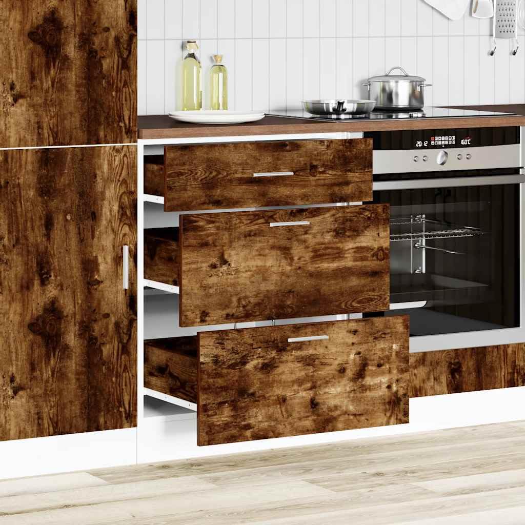 vidaXL Küchenunterschrank Lyon Räuchereiche Holzwerkstoff, Spülenunterschrank, Schrank Küche, Lagerschrank, Unterschrank für Küche, Küchenzeile