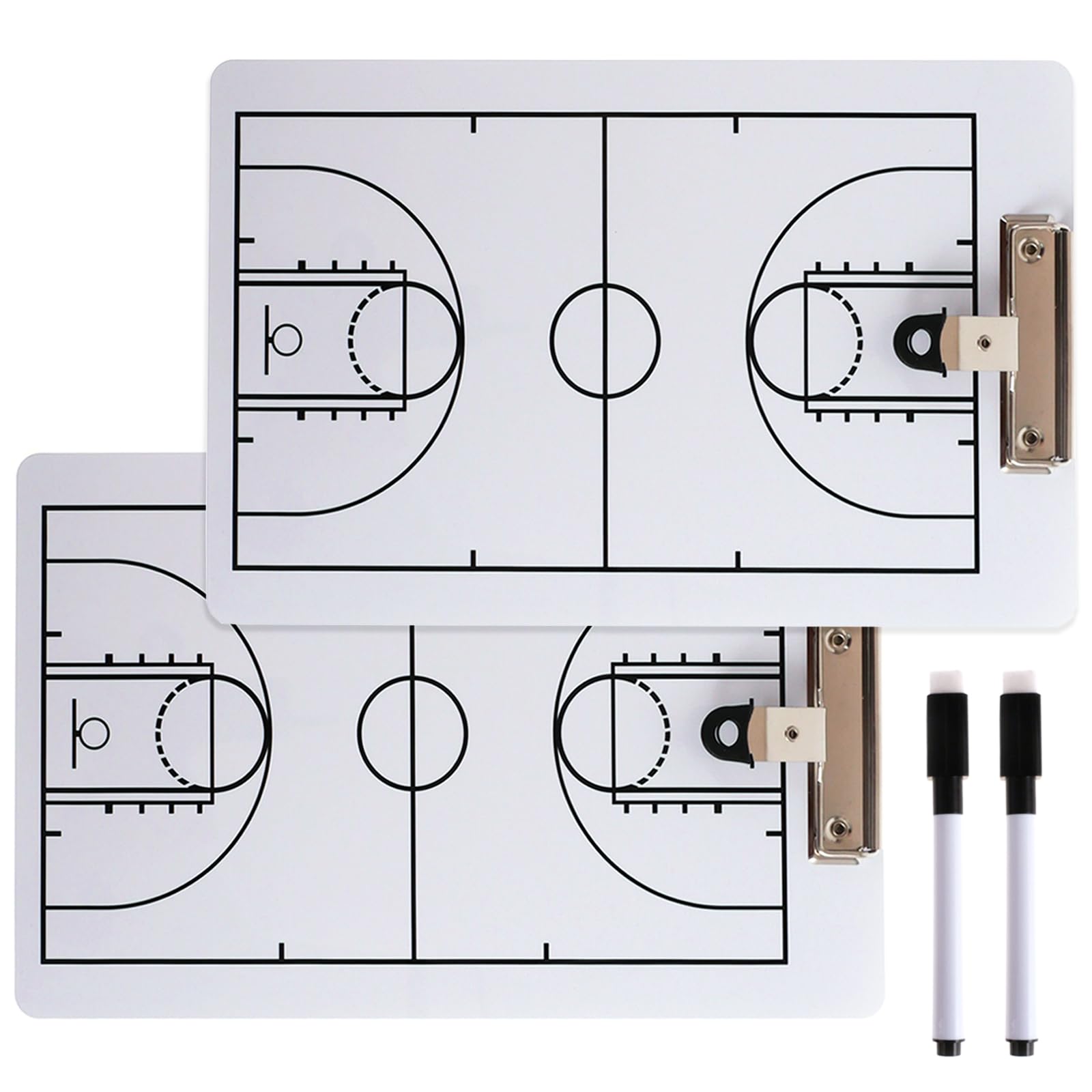 AyeVision Set of 2 Basketball Coaching Board, Tactics Strategy Board, Coaches Clipboard with Marker Pen, Double-Sided Dry Erase Whiteboard