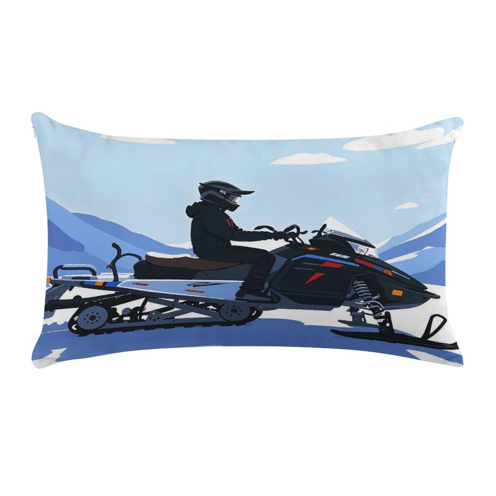 Snowmobile Pillow Case Decorative Rectangle Throw Pillow Cover Soft Plush Pillowcase Cozy Cushion Case Modern Pillow Sham Cushion Cover for Bedroom Sofa Couch 20 X 12 Inch