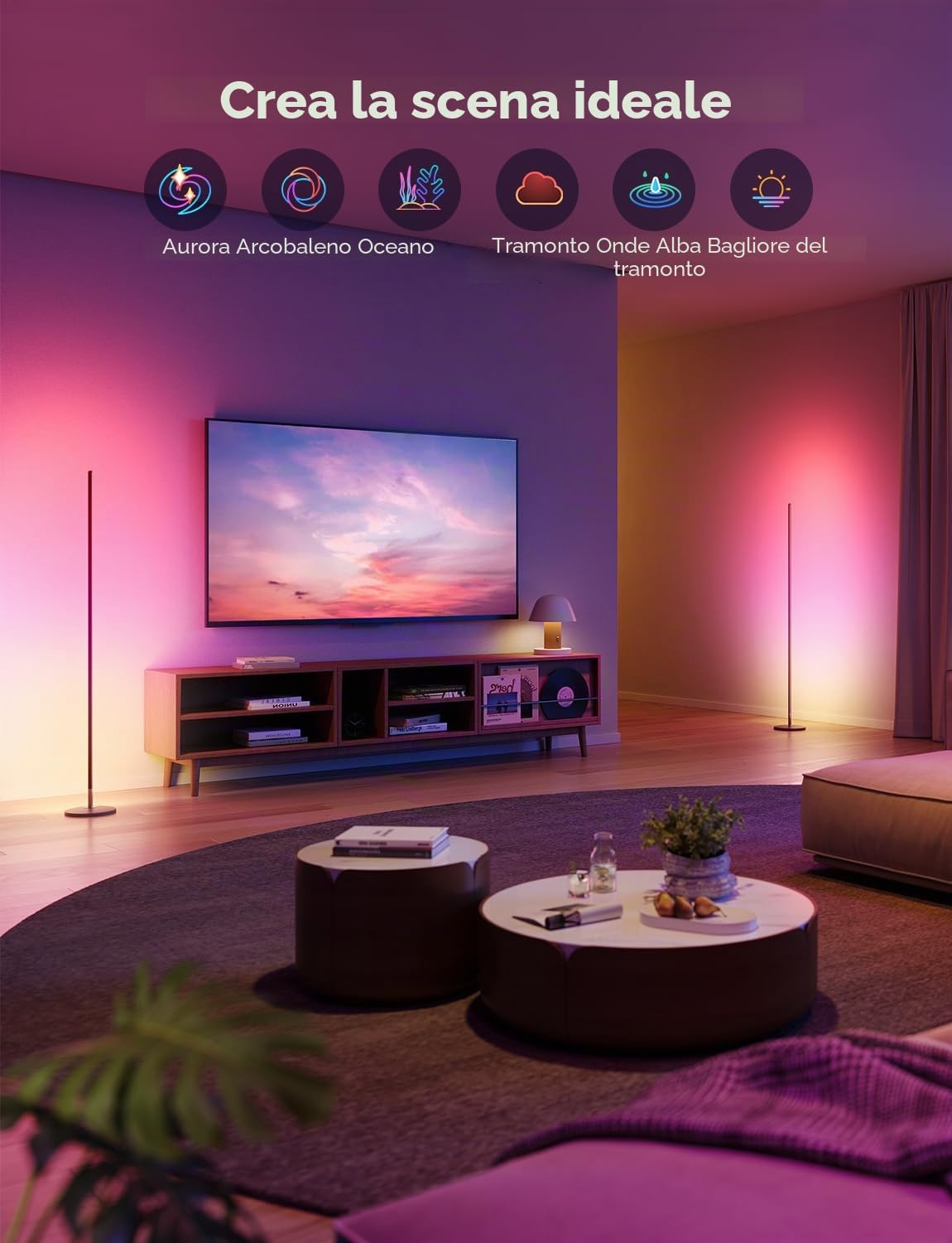 Govee LED Lampada da terra Nero, RGBIC Piantana Lampada da Terra Funziona con Alexa, Matter, APP, 16 Milioni Colori, Sincronizzazione Musicale, per Soggiorno, Camera da Letto, Ufficio, 2 Packung