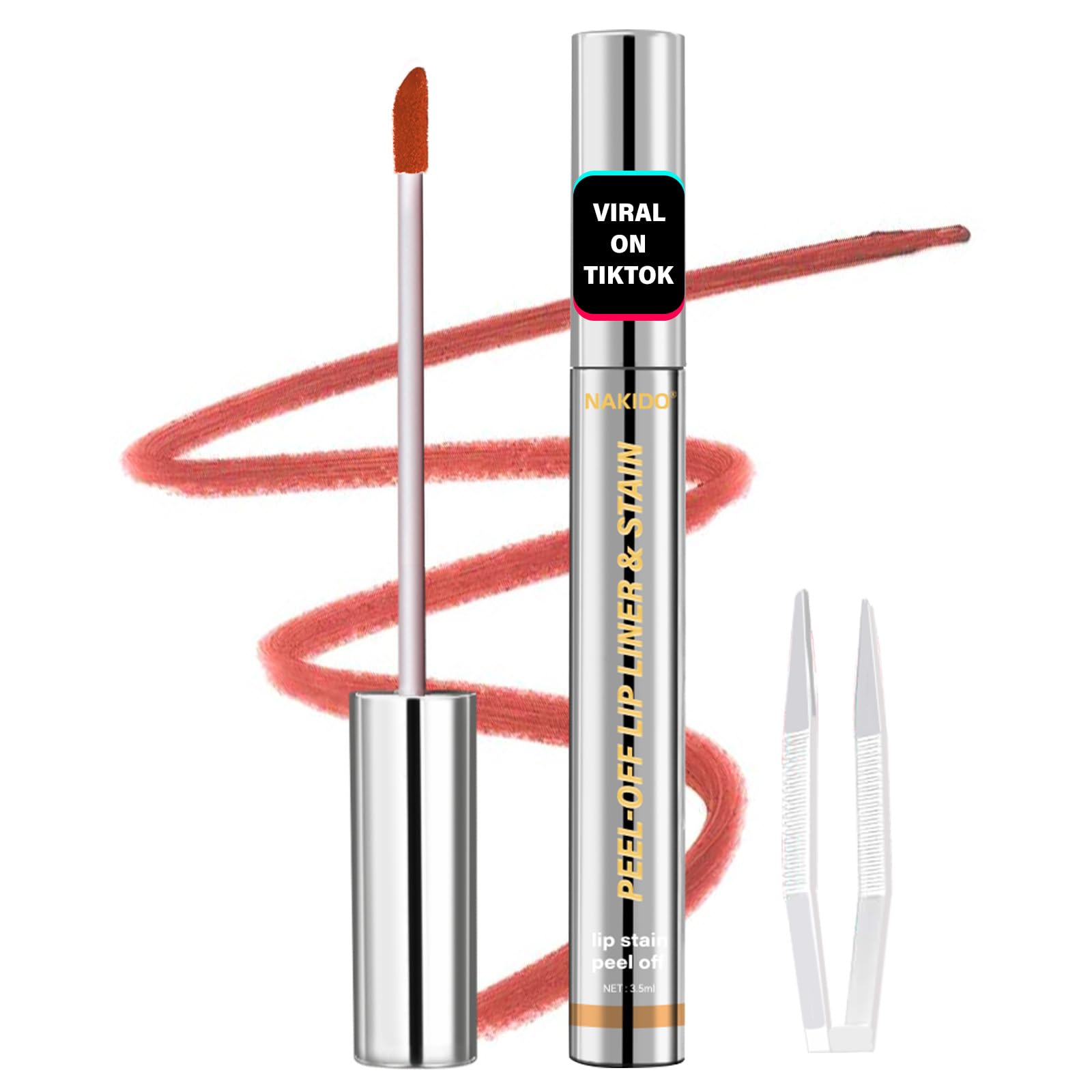 Lip Stain - Lip Stain Peel Off | Waterproof, Transfer-Resistant, Smudge-Proof | Precise Application, One-Peel Finish | Long Lasting Lip Liner Stain for All-Day Color Hold（Coral Pink）
