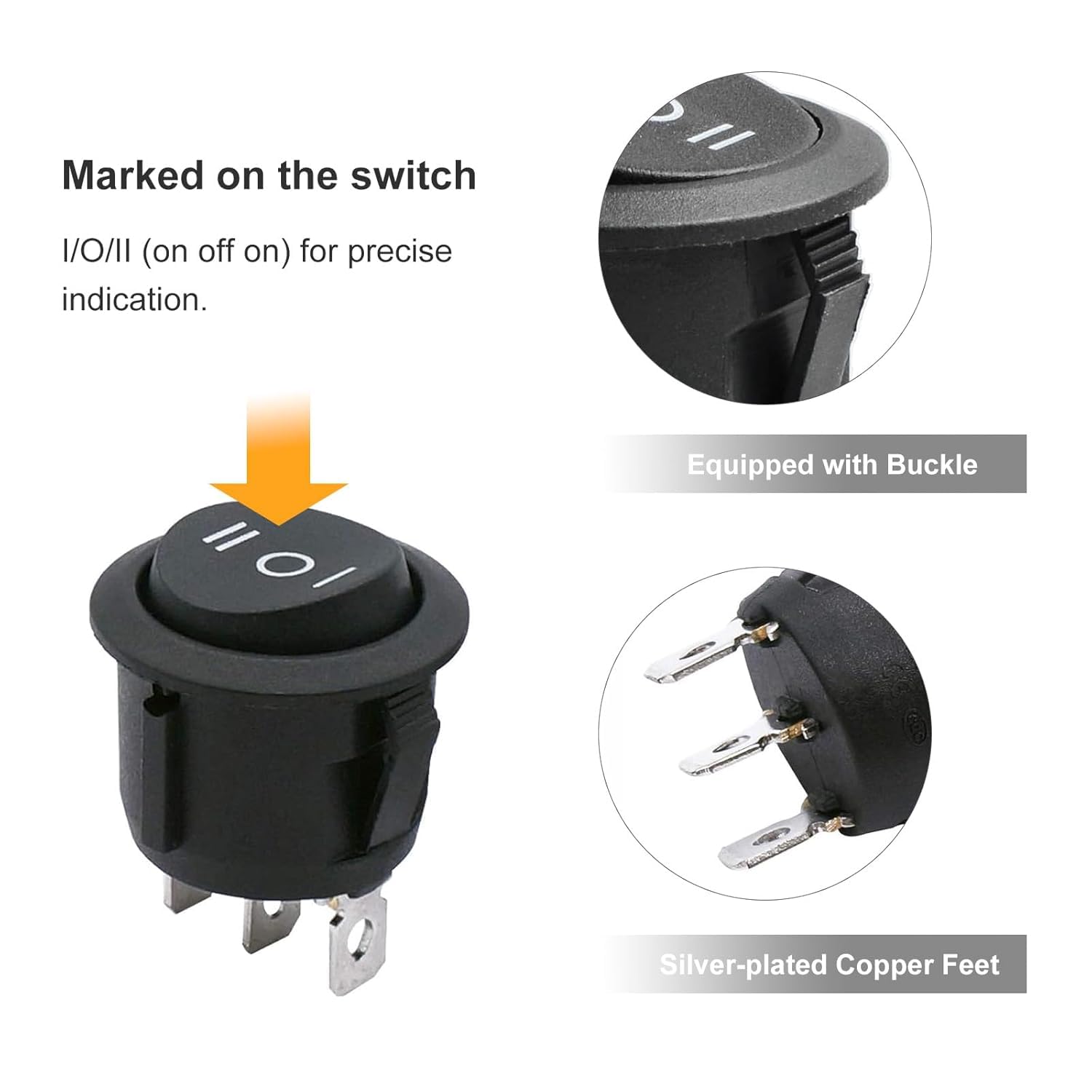 SVCEQZE 3 Piezas Interrupteur, Interrupteur À Bascule Rond