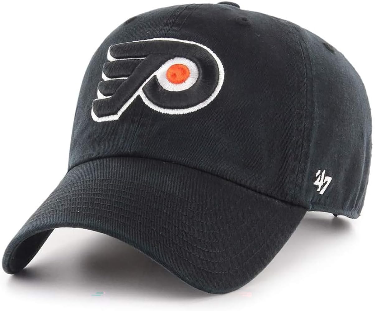 47 NHL Team Color Alternate Primary Logo Clean Up Adjustable Cap Dad Hat, Adult One Size Fits All, Philadelphia Flyers - Black, One size — image 1