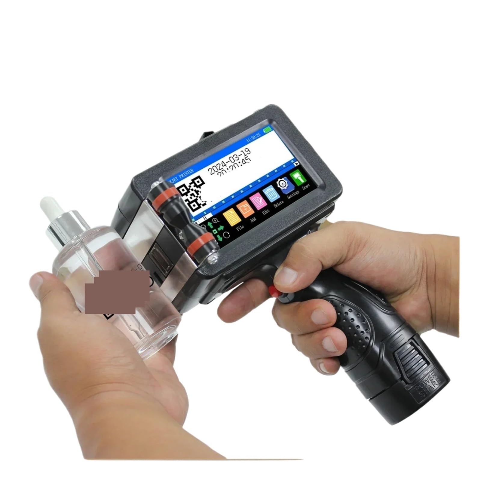 MYUYEE 1760Plus 12.7/25.4Mm Portable Handheld Inkjet Printer With Fast-Drying Ink Text Qr Barcode Batch Number Logo Label Printer On Any Surfaces (25.4Mm With 1 Ink)