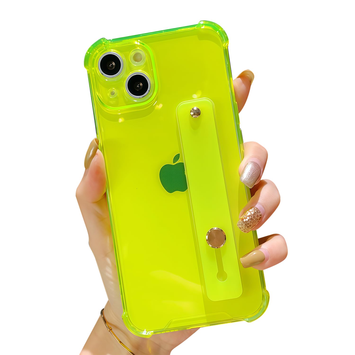 siduater Strap Case for 6.7" iPhone 14 Plus with Wristband Kickstand, Clear Soft TPU Protective Shockproof Bumper Rugged Cover, Adjustable Hand Grip