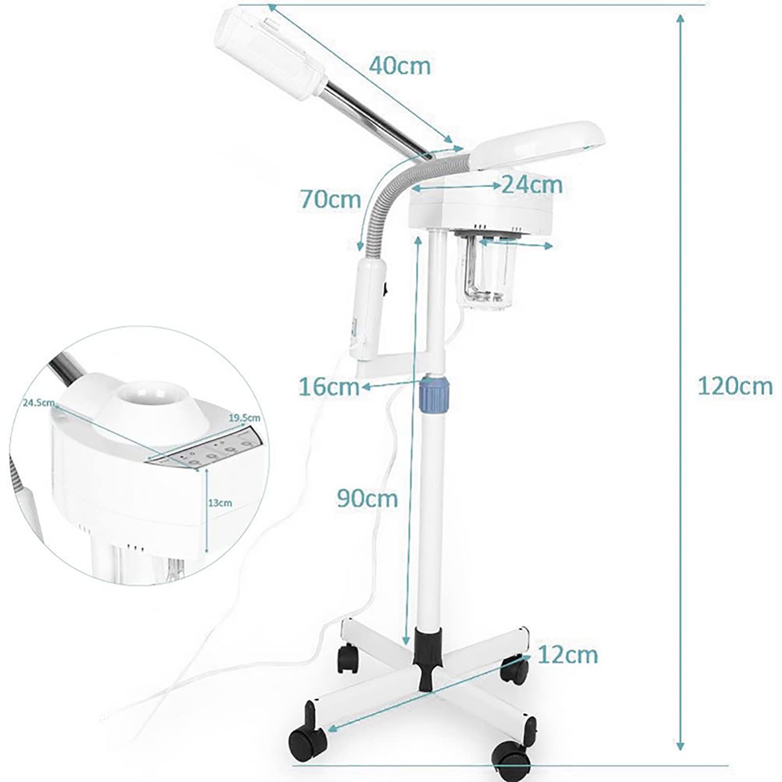 Vaporizzatore Facciale Professionale, Vaporizzatore per Umidificatore a Vapore Facciale 2 in 1 Lampada da Terra con Ingrandimento 5X LED, Attrezzatura per La Cura della Pelle di Bellezza
