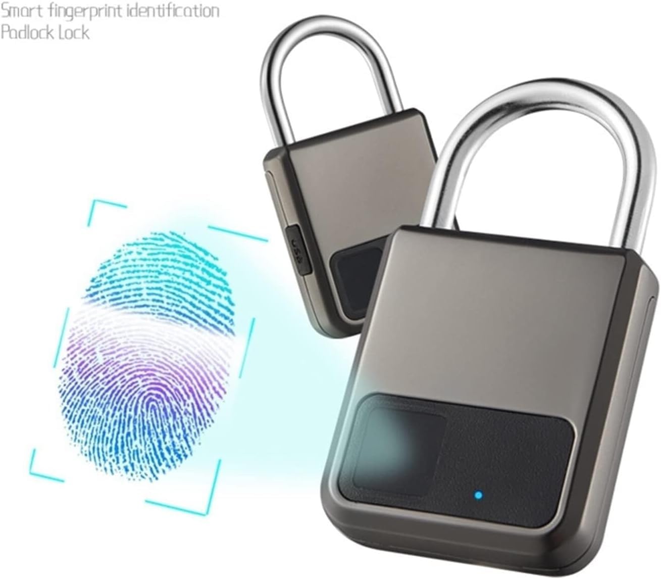 Candado inteligente con huella dactilar, Candado de huella digital sin llave carga USB bicicleta gimnasio equipaje puerta principal Multicolor(Gray)