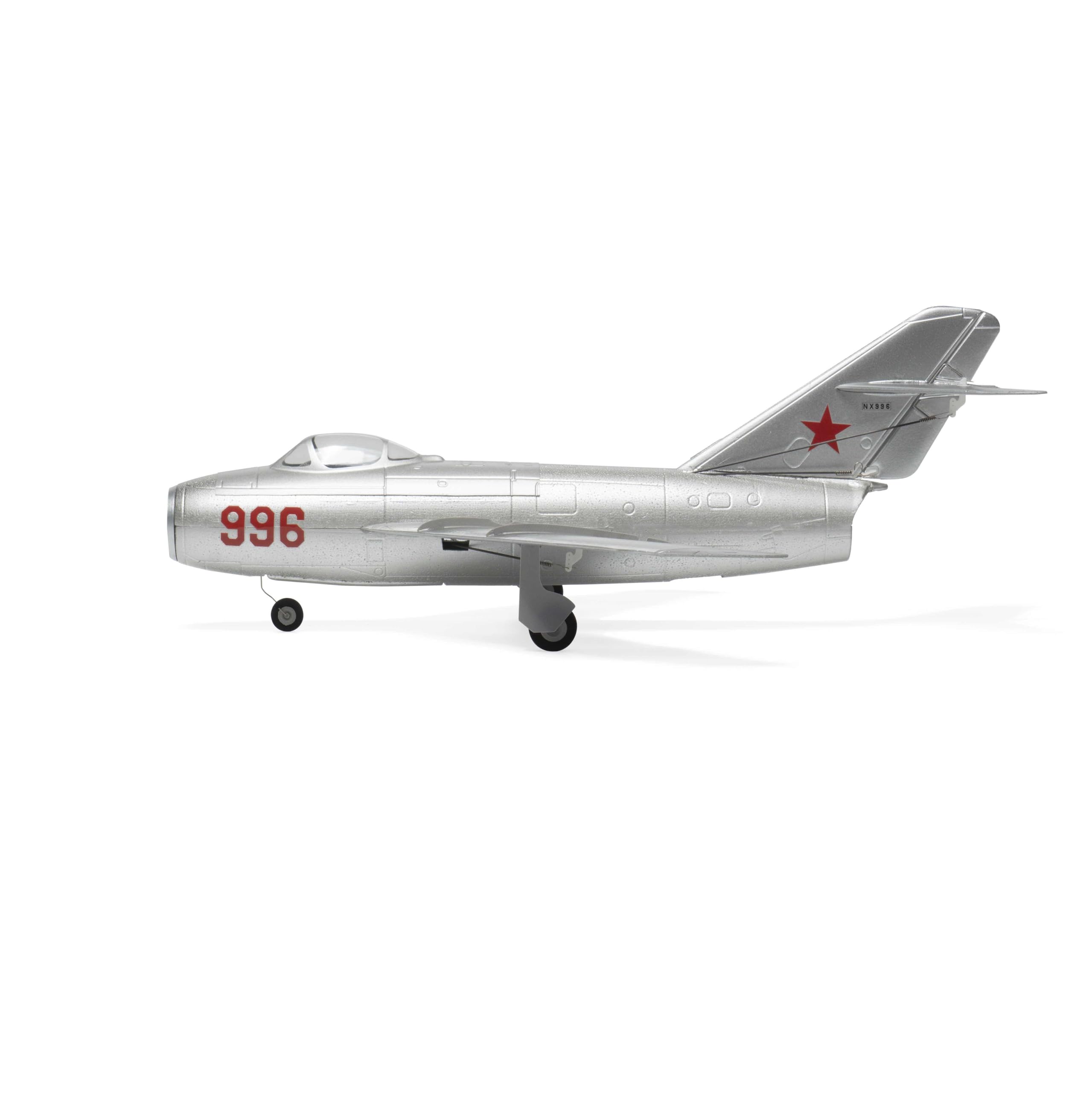 MinimumRC MiG-15 Micro EDF - Aereo radiocomandato a 4 canali, 2,4 GHz, giroscopico stabilizzato da 30 mm, aereo aerodinamico con telaio rimovibile, motore brushless, gas sinistro, 4 batterie