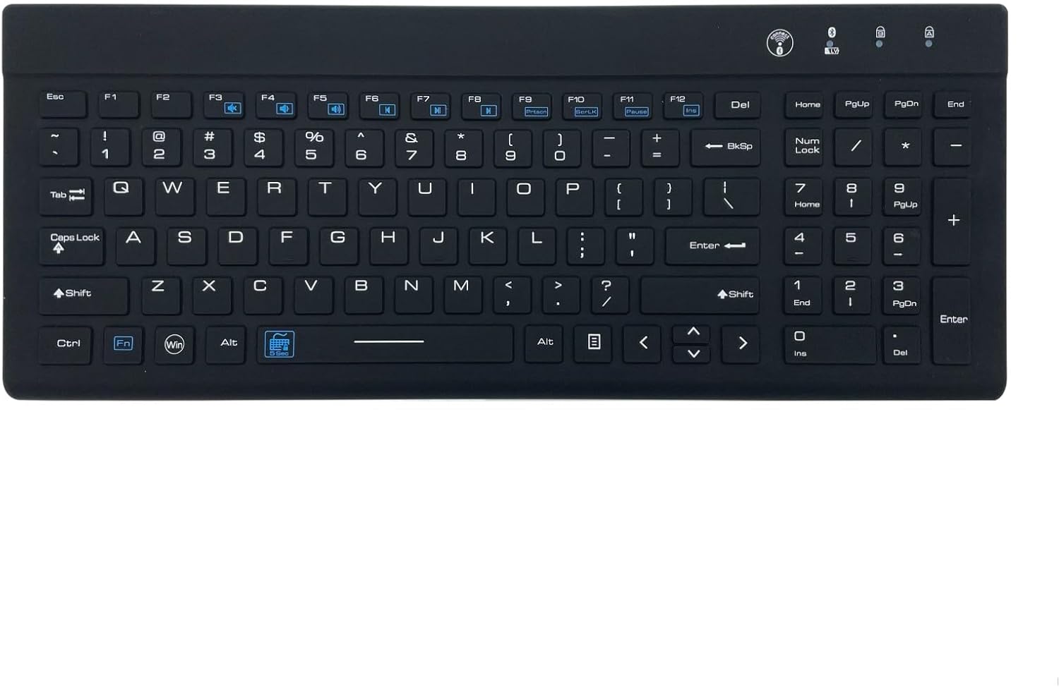 DSI Industrial Wireless Bluetooth 5.0 Waterproof Full-Size Keyboard DWB600 Disinfectant Silicone IP67 Long Battery Life