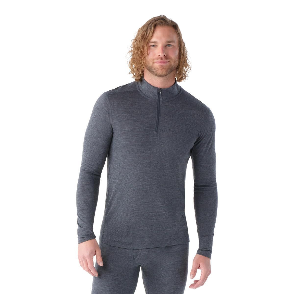Smartwool Classic All-Season Merino Base Layer 1/4 Zip Capa Base Merino clásica para Todas Las Estaciones, 1/4 Cremallera Hombre (Pack de 1)