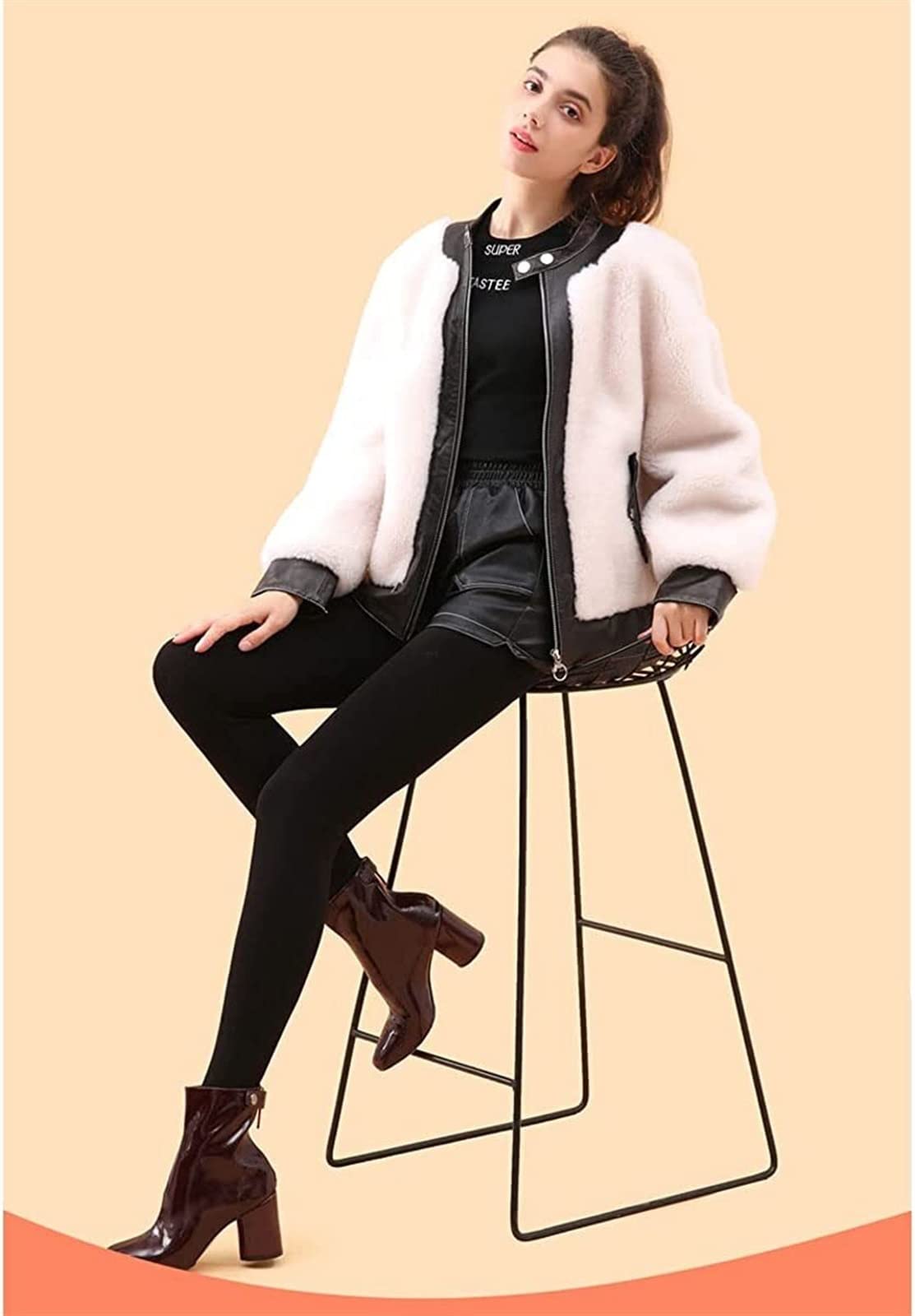Collant da Donna Foderati in Pile Collant Termici Collant Invernali Caldi a Vita Alta Opachi con Collant a Piede Superiore con Controllo della Pancia (Color : Nude, Size : One Size) (Black1 One Size